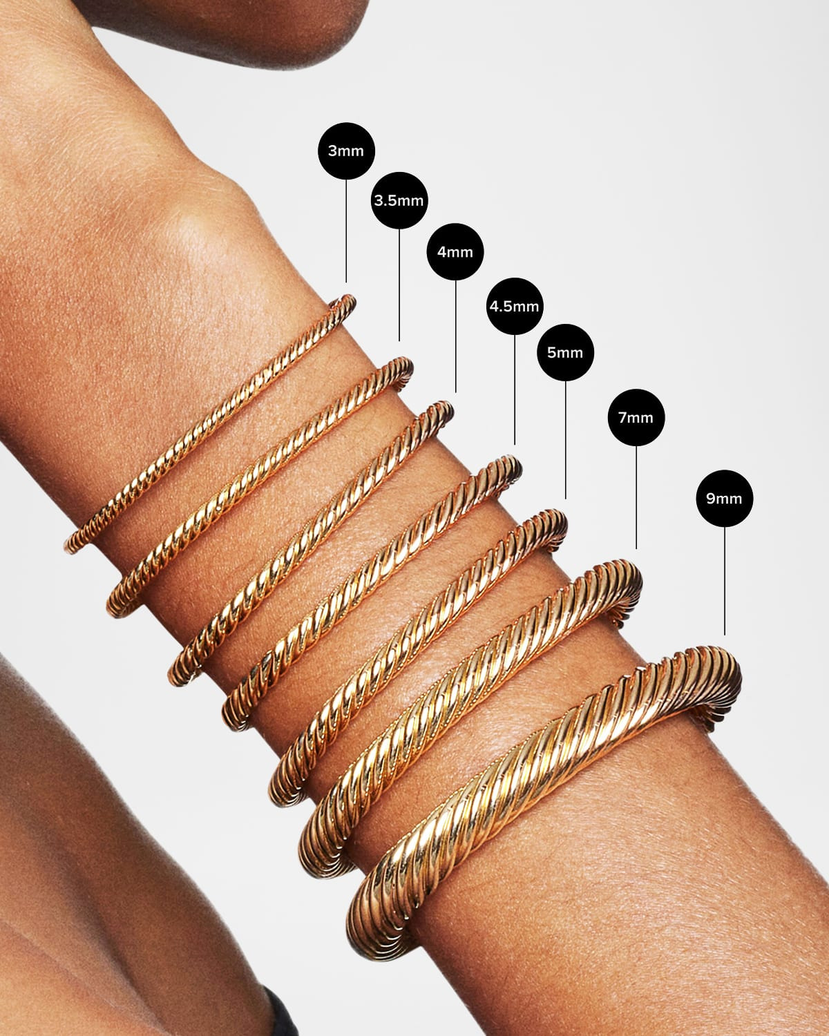 Cable Buckle Bracelet with Diamonds and 18K Gold, 2.6mm - 4