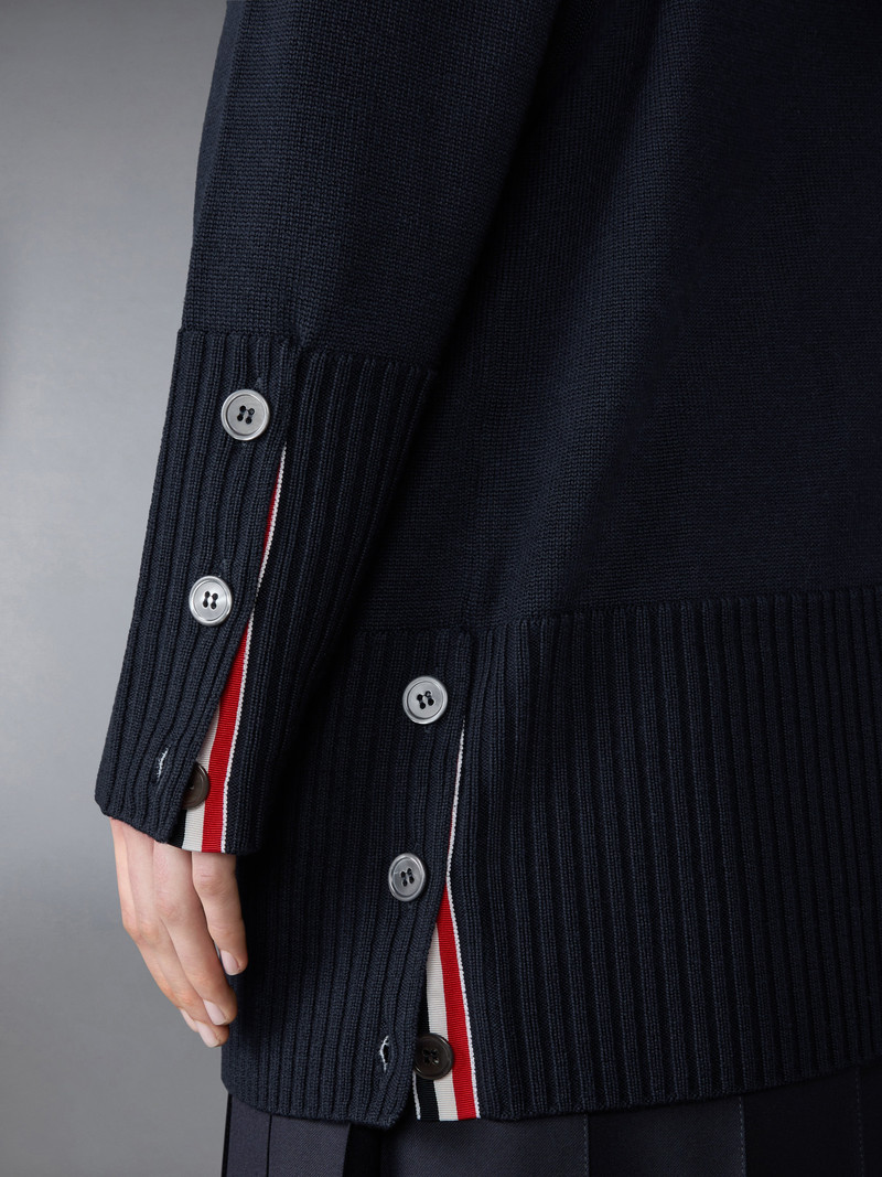 FINE MERINO WOOL 4-BAR EXAGGERATED FIT CARDIGAN 6