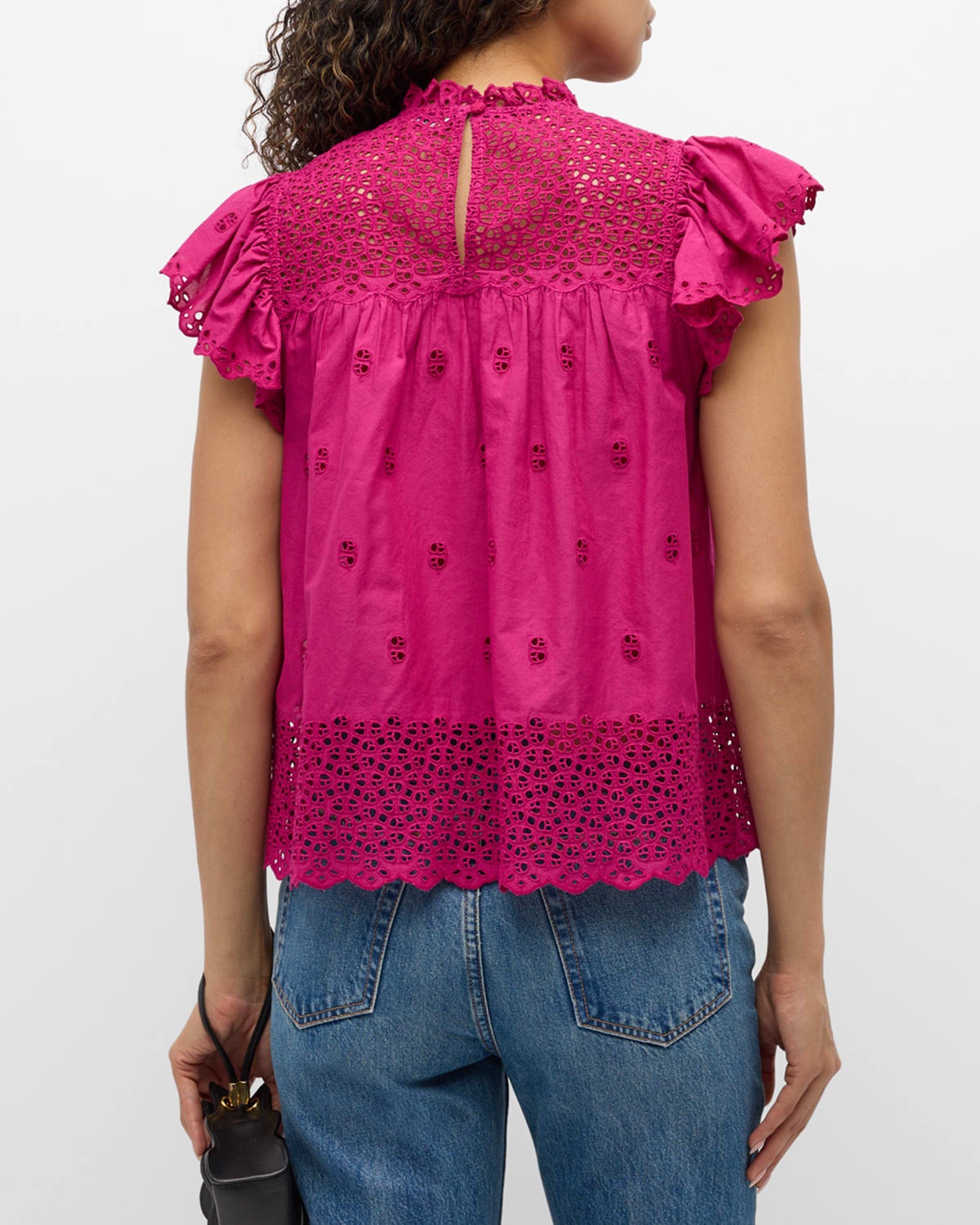 Kassi Ruffle-Sleeve Embroidered Cotton Top - 6