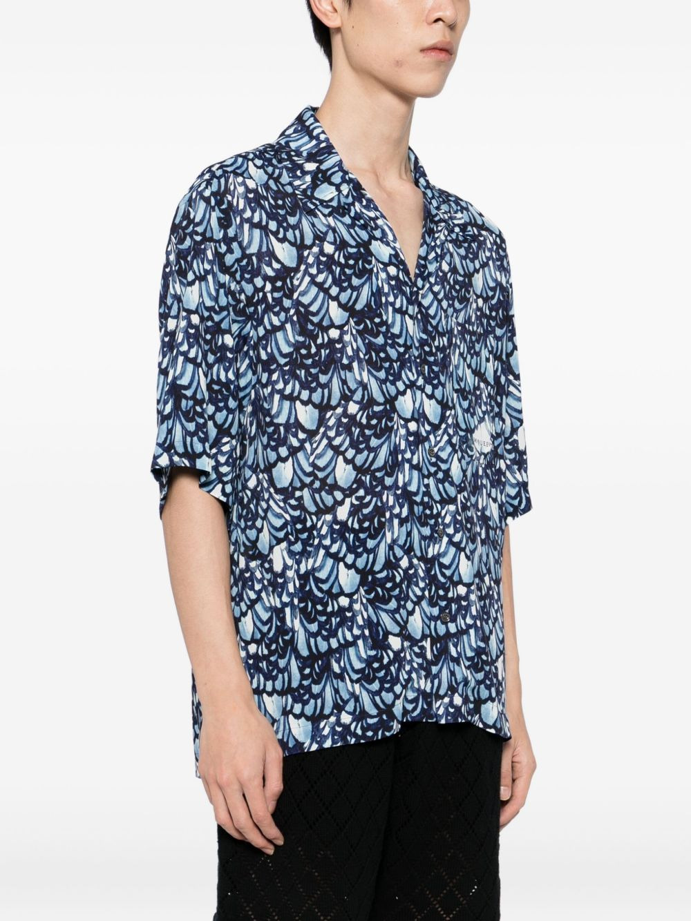 feather-print short-sleeve shirt - 3