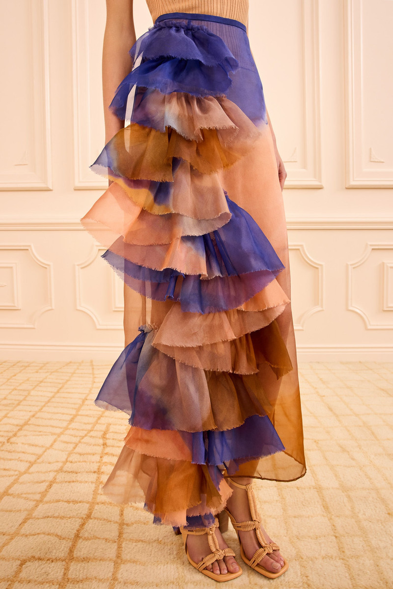 ULLA JOHNSON Yelena Ruffle Organza Skirt outlook