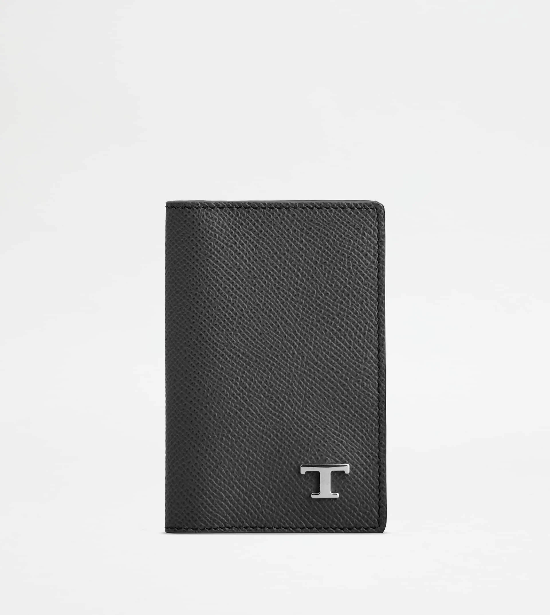 CARD HOLDER IN LEATHER - GREY, BLACK - 1