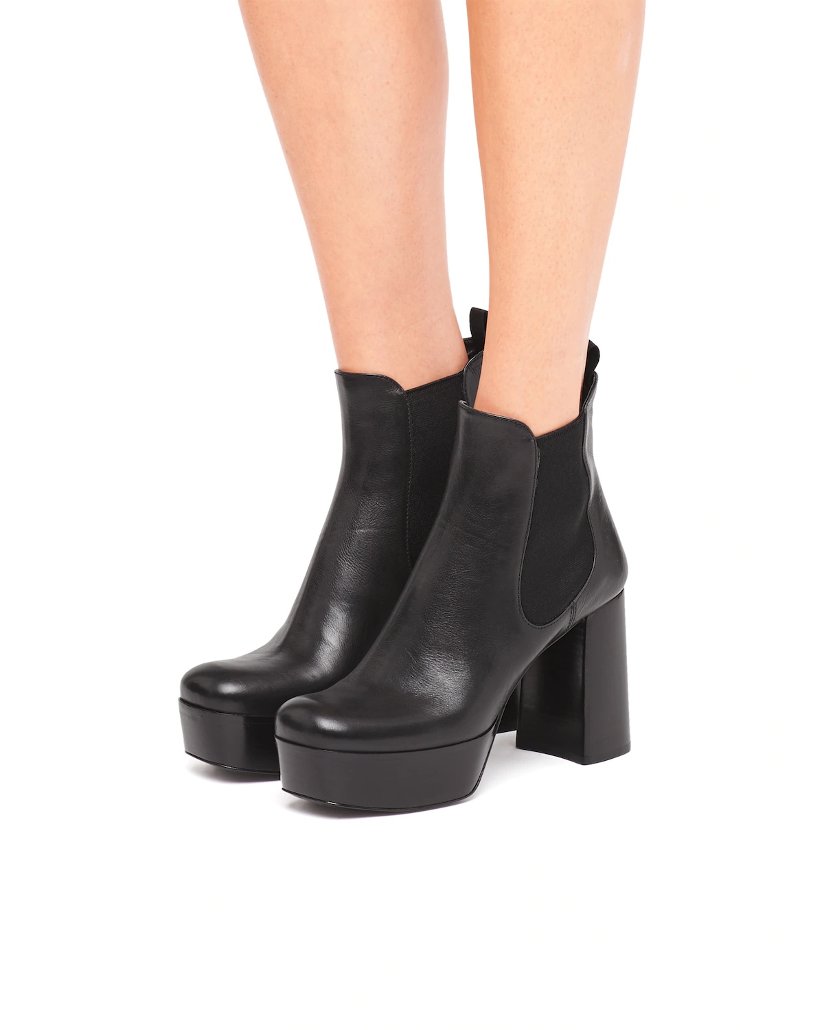 Leather platform booties - 5