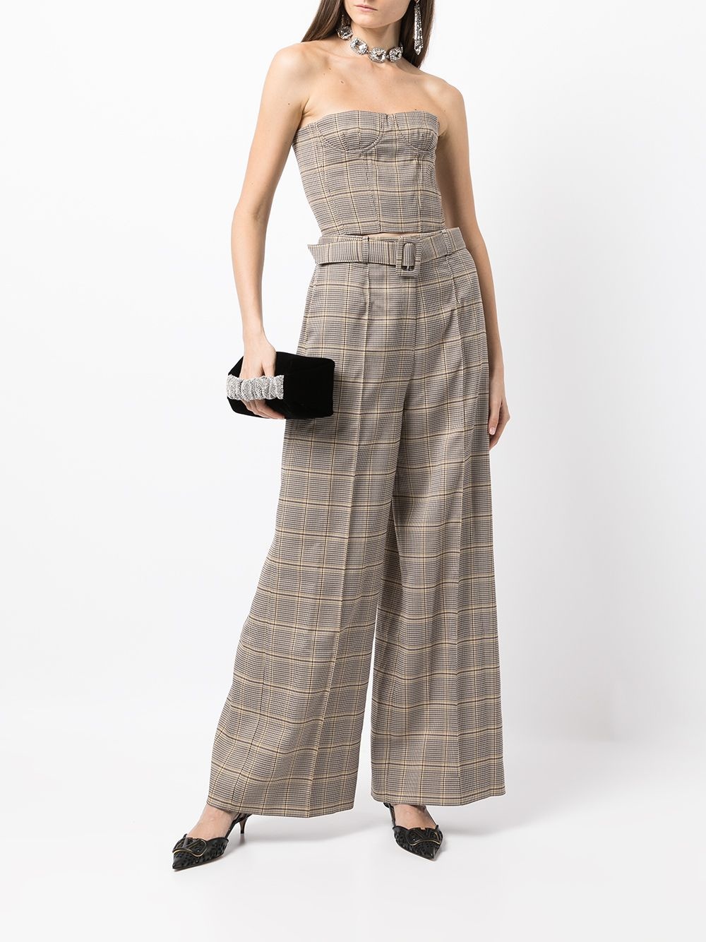 houndstooth belted waist trousers - 2