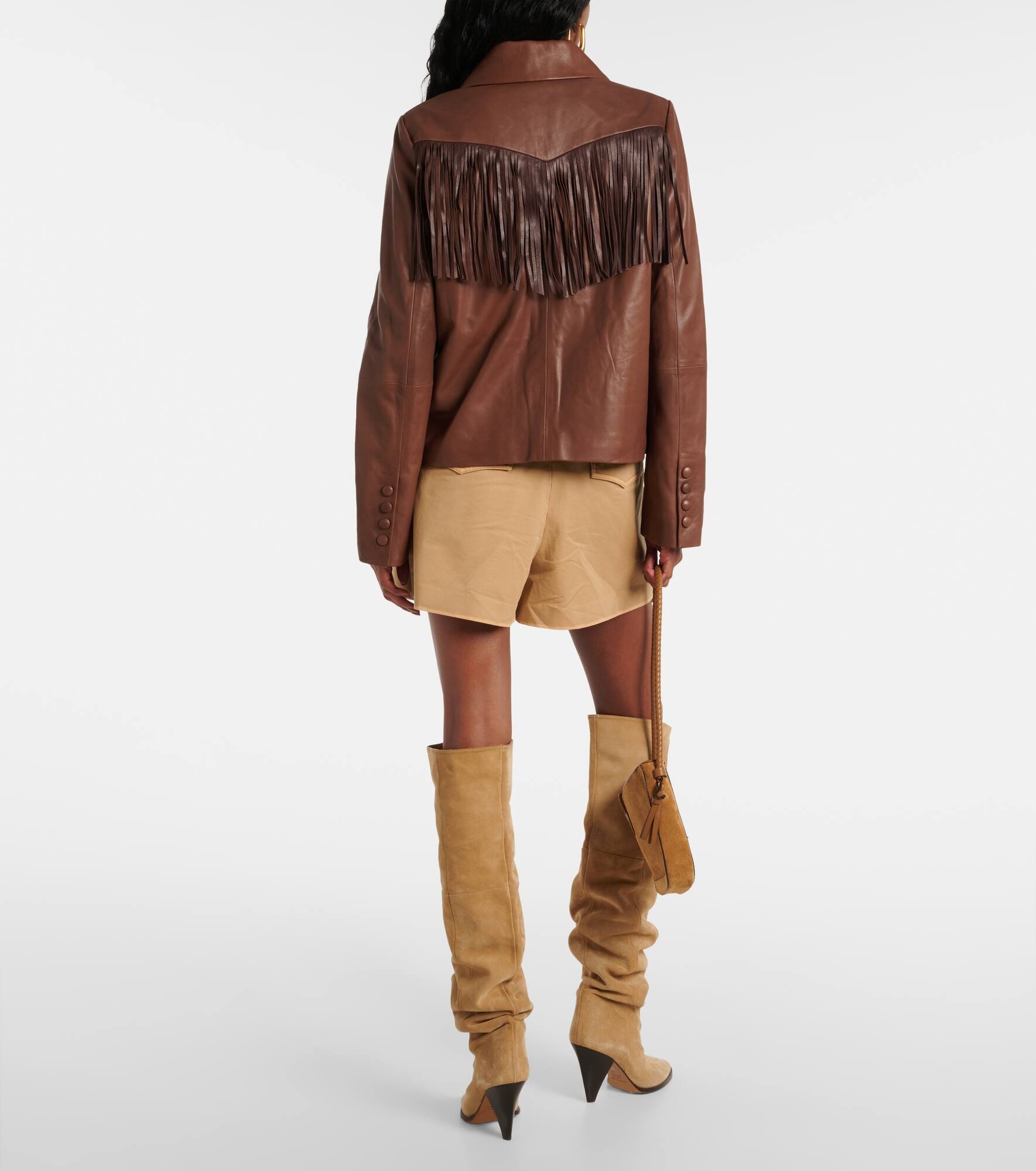 Sleek Statement fringed leather jacket - 3