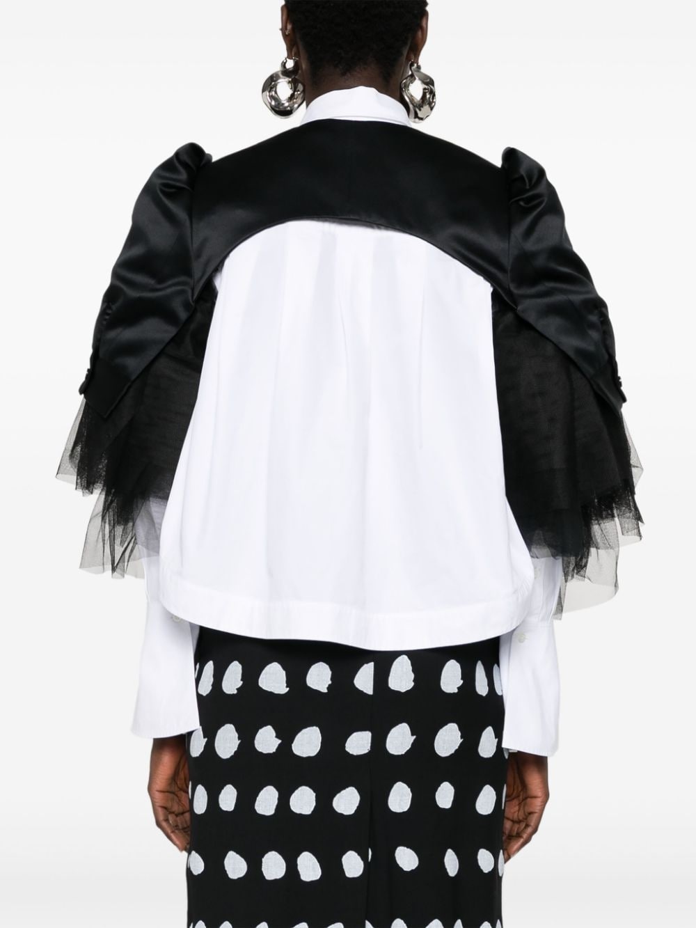tulle-inserts cropped jacket - 4