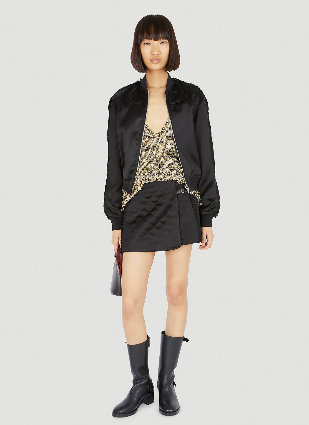Quilted Buckle Mini Skirt - 2