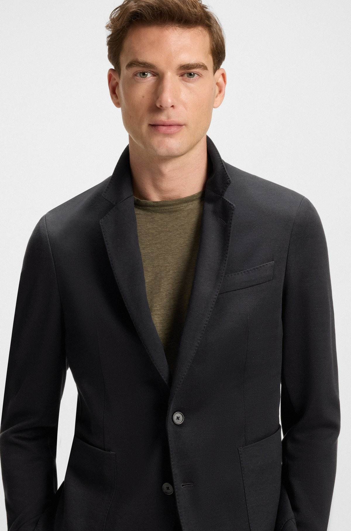 BECKHAM X BOSS BLAZER IN A MELANGE COTTON BLEND - 6