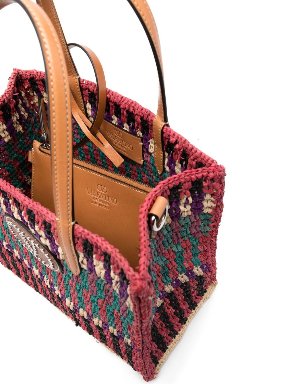 VLogo raffia tote bag - 5