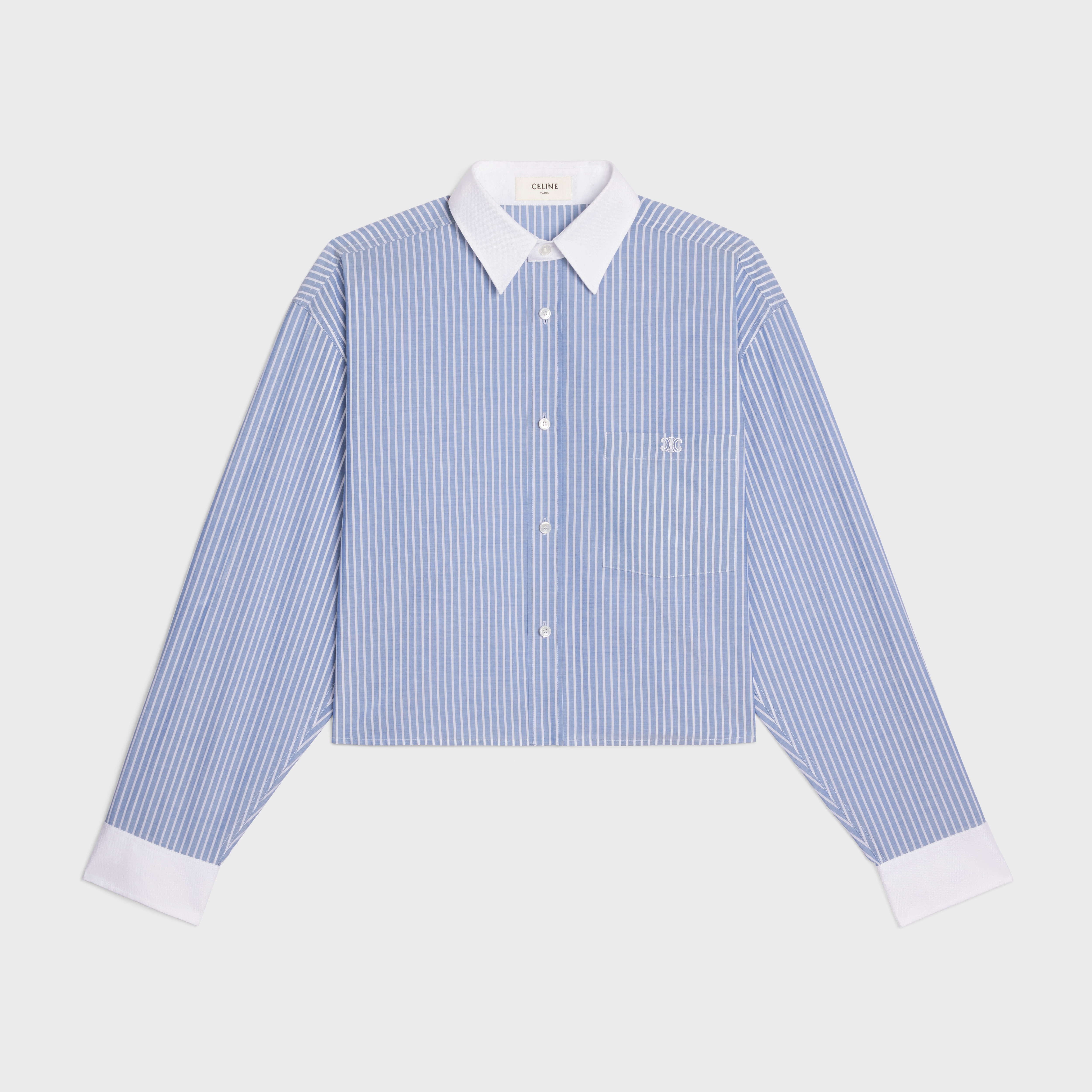 cropped shirt in striped cotton - 1