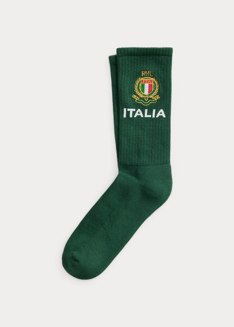 Italy Cotton-Blend Crew Socks 1