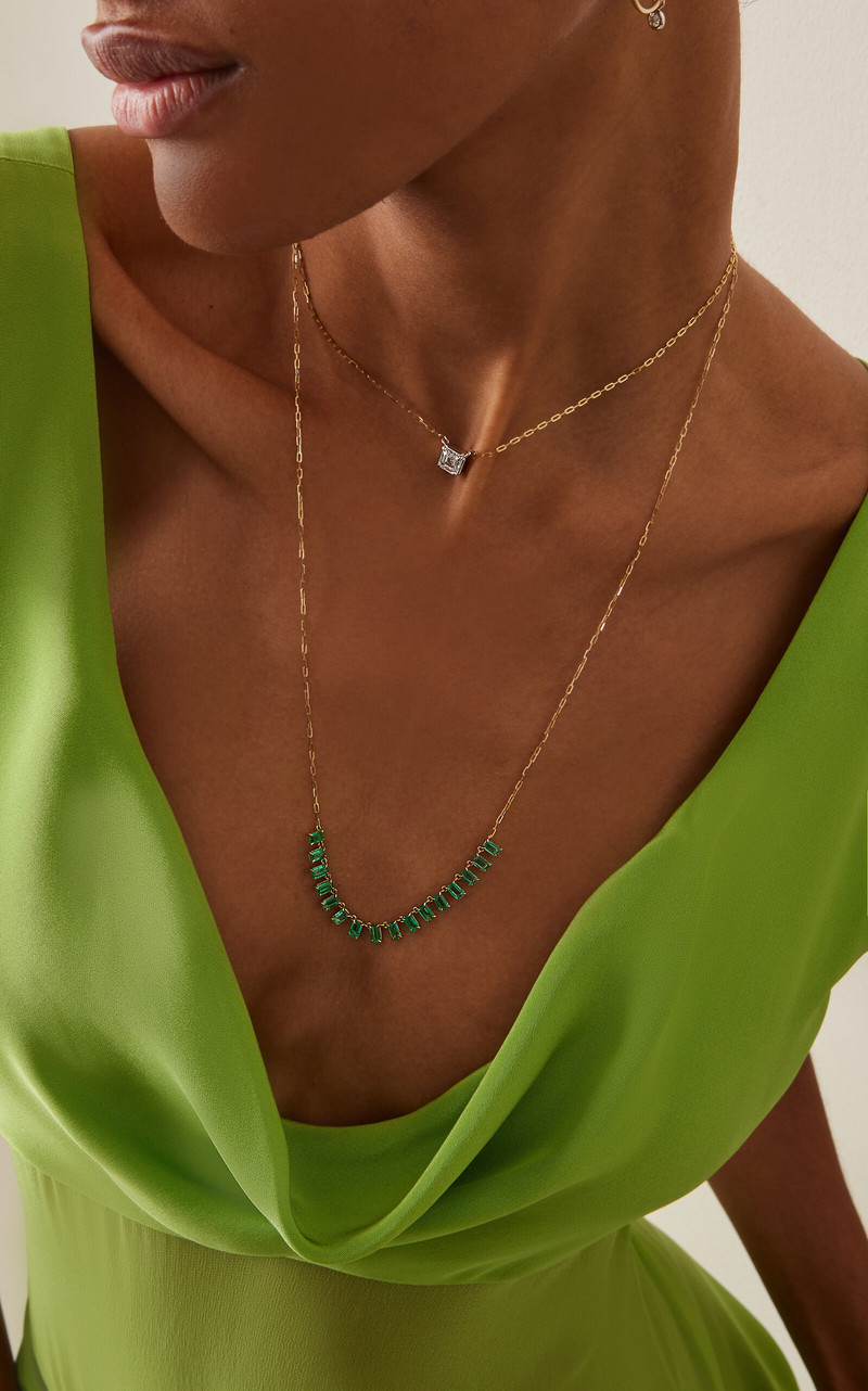 ILA Cleo 14K Yellow Gold Emerald Necklace green outlook