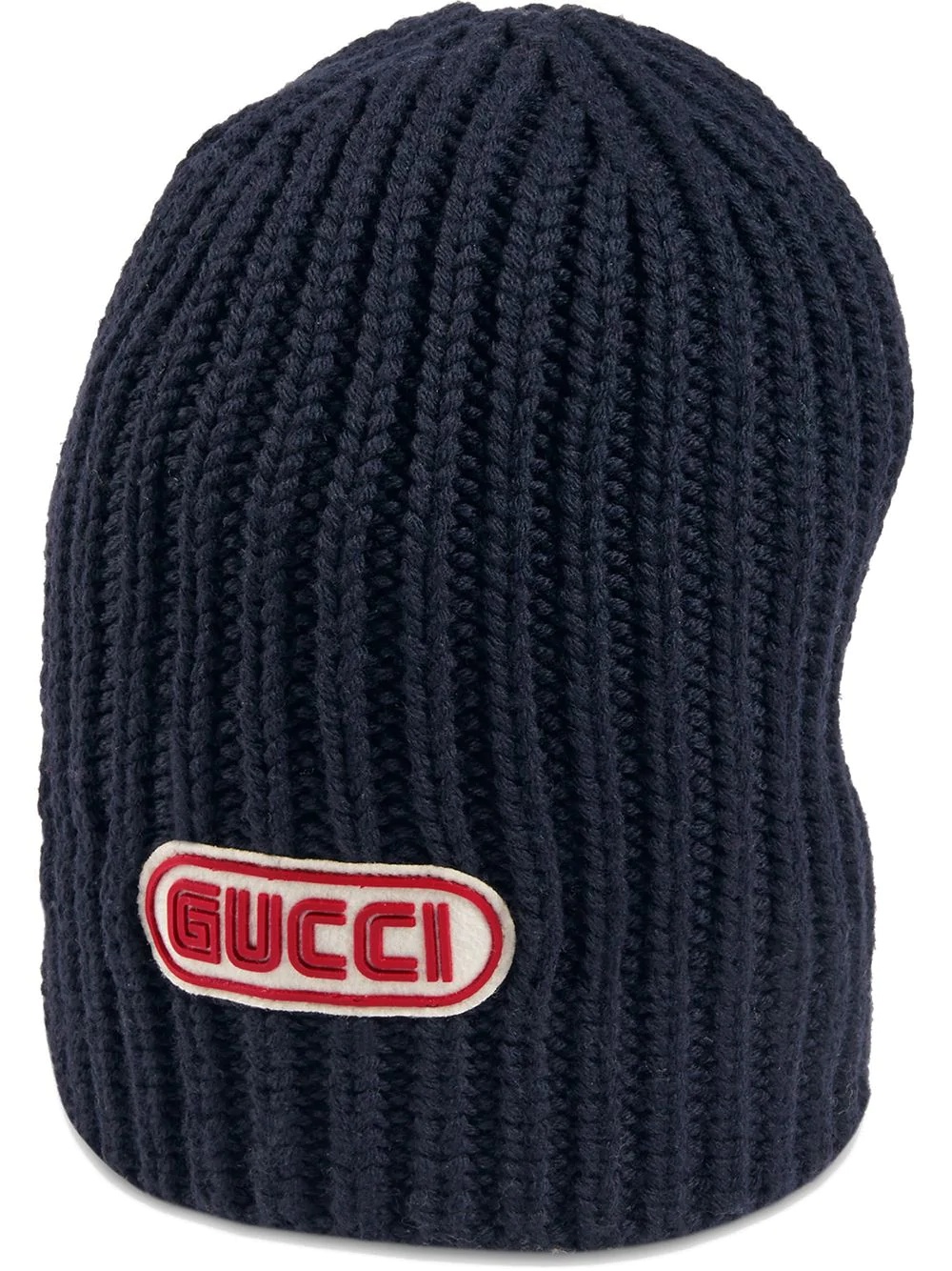 Wool hat with Gucci patch - 1