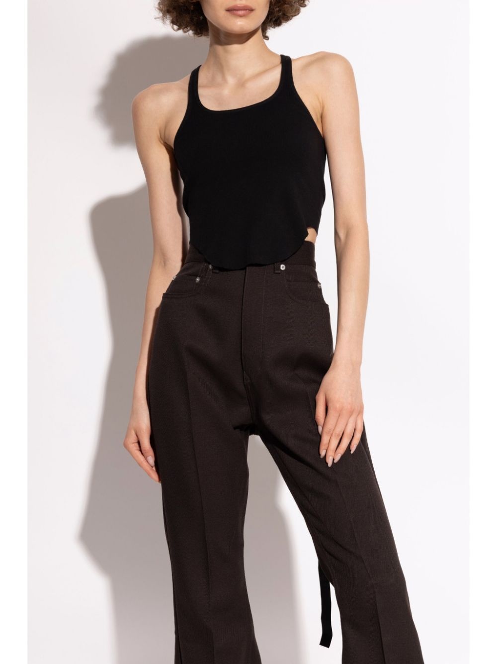 asymmetric cotton cropped top - 3