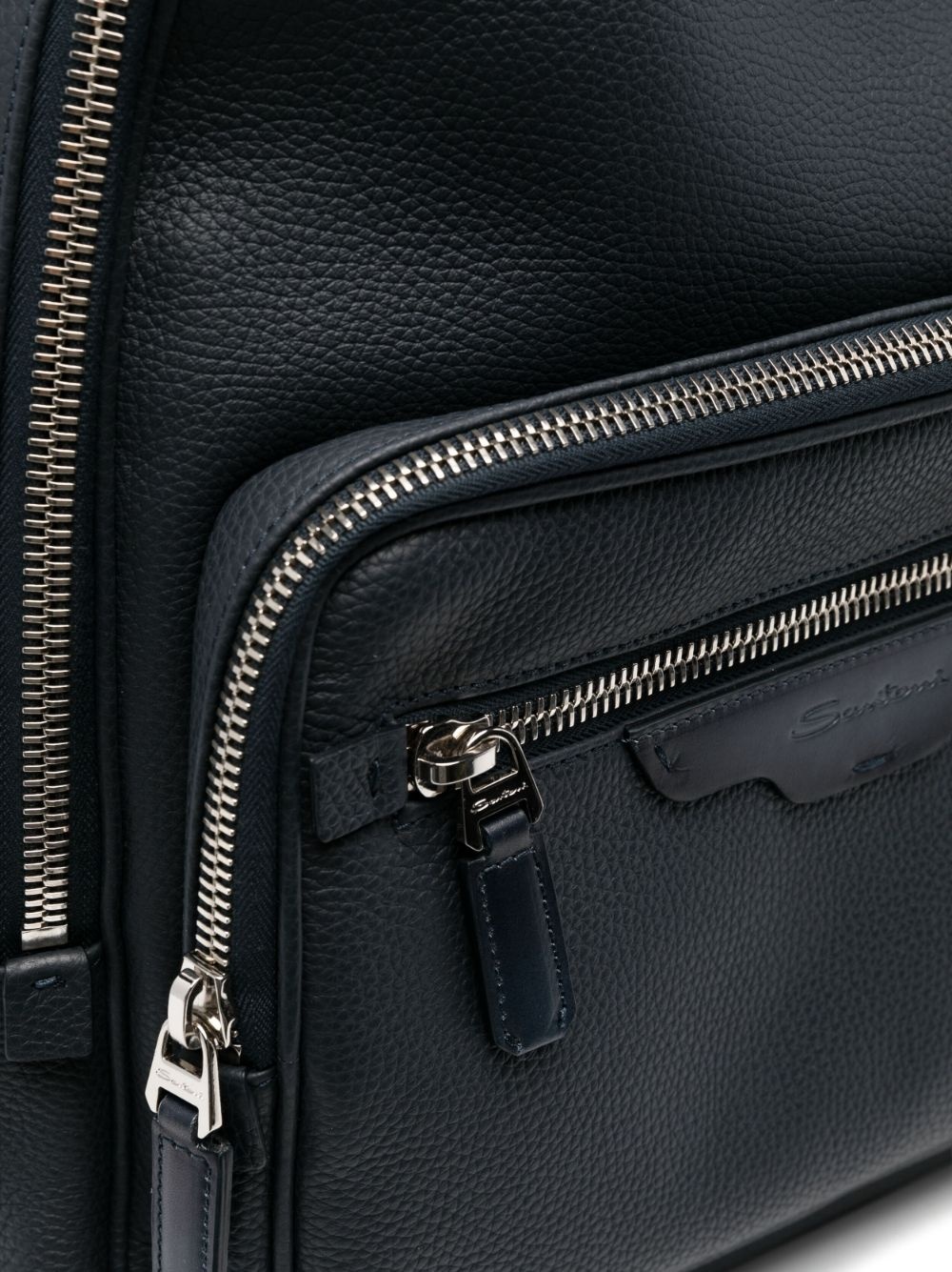 grained-texture leather backpack - 4