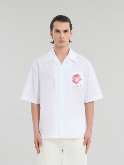 Marni WHITE BIO POPLIN BOWLING SHIRT WITH FLOWER PATCH outlook