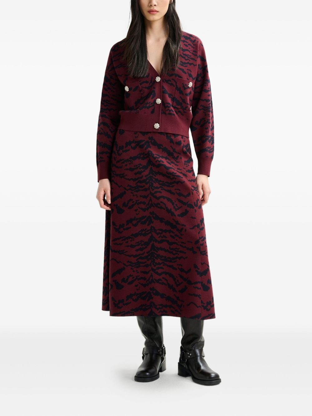 tiger-print midi skirt - 2