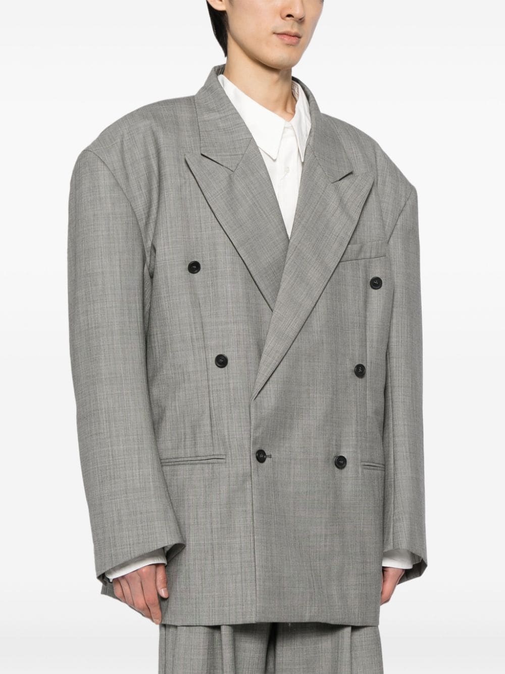 double-breasted wool blazer - 3