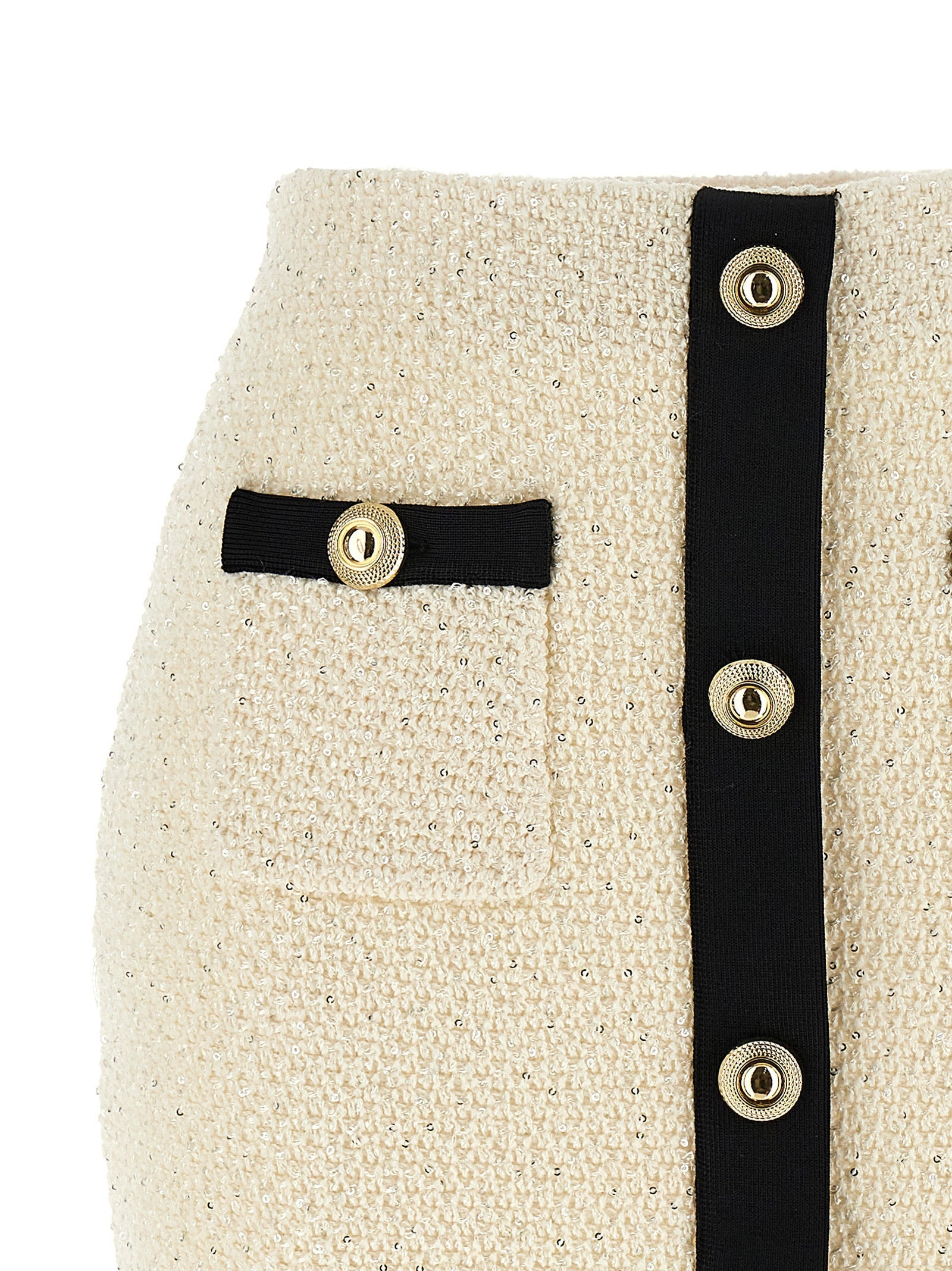 Self Portrait Women 'Cream Sequin Knit Mini' Skirt - 3
