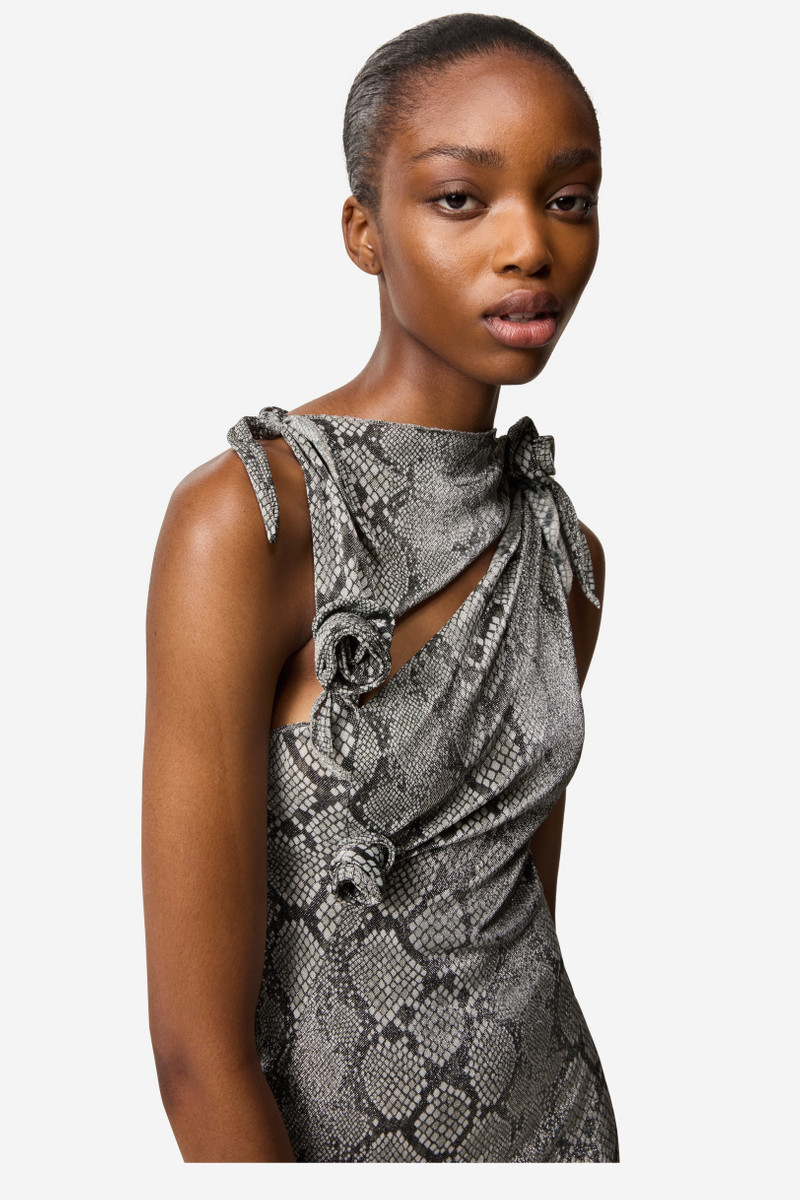 COPERNI Snake Print Asymmetric Flower Gown outlook