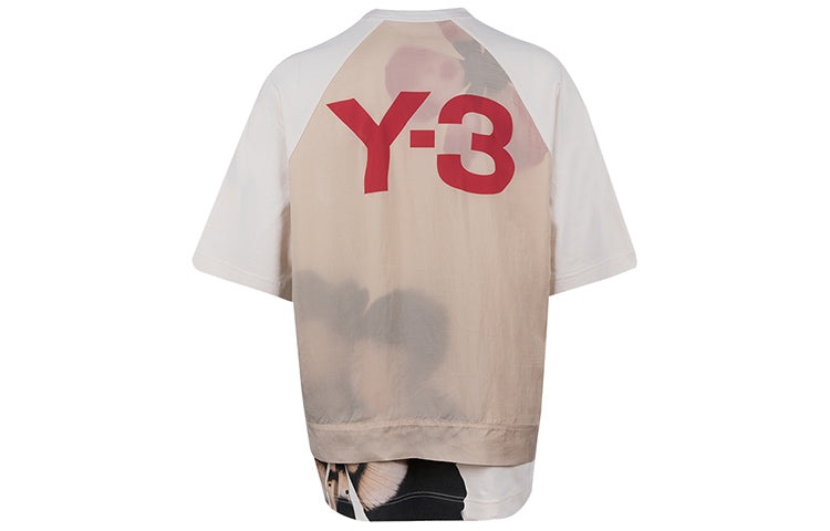 Men's Y-3 SS21 Rear Logo Printing Round Neck Short Sleeve Creamy White T-Shirt GV6082 - 2