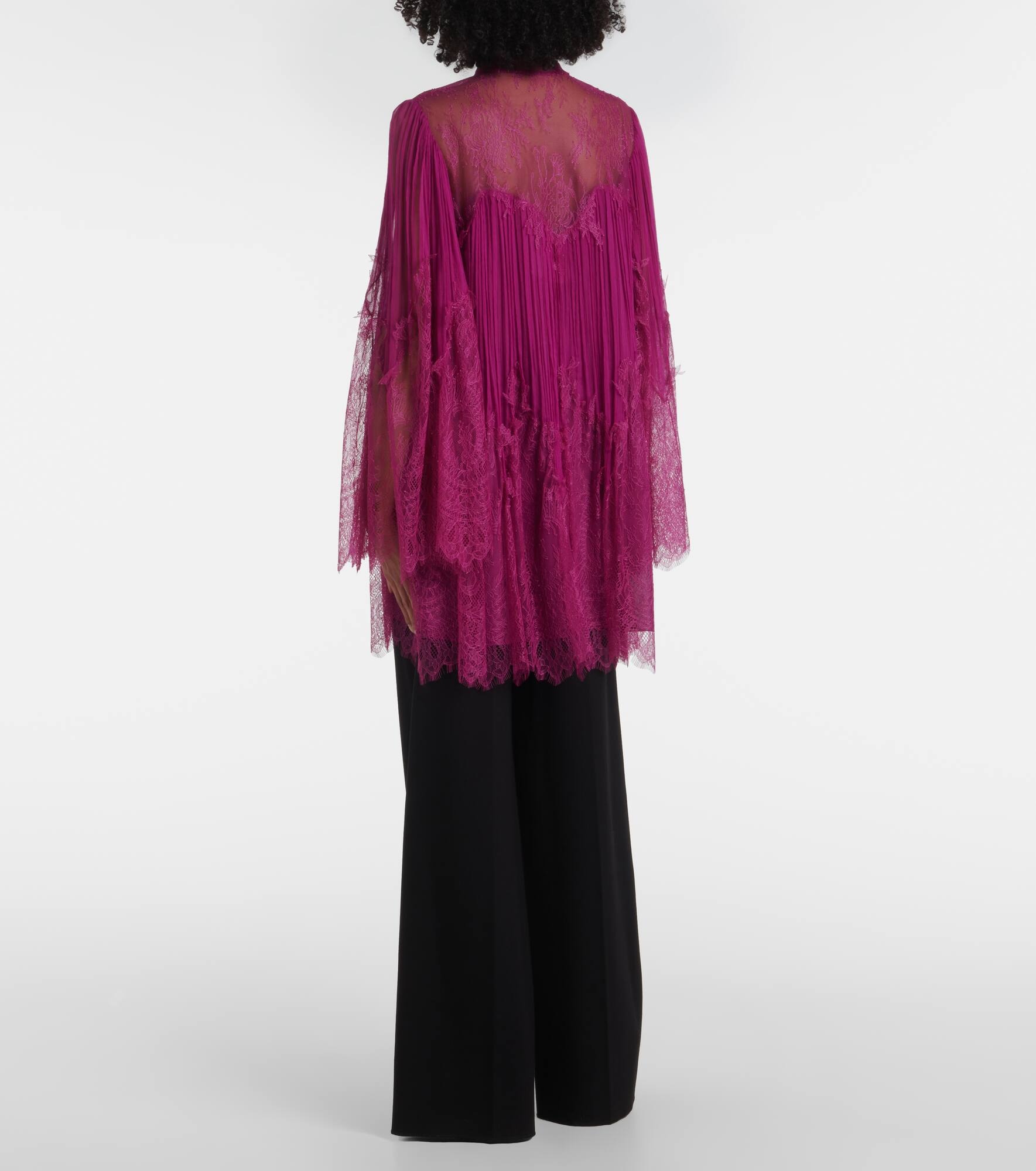 Jorie lace-trimmed silk-blend blouse - 3