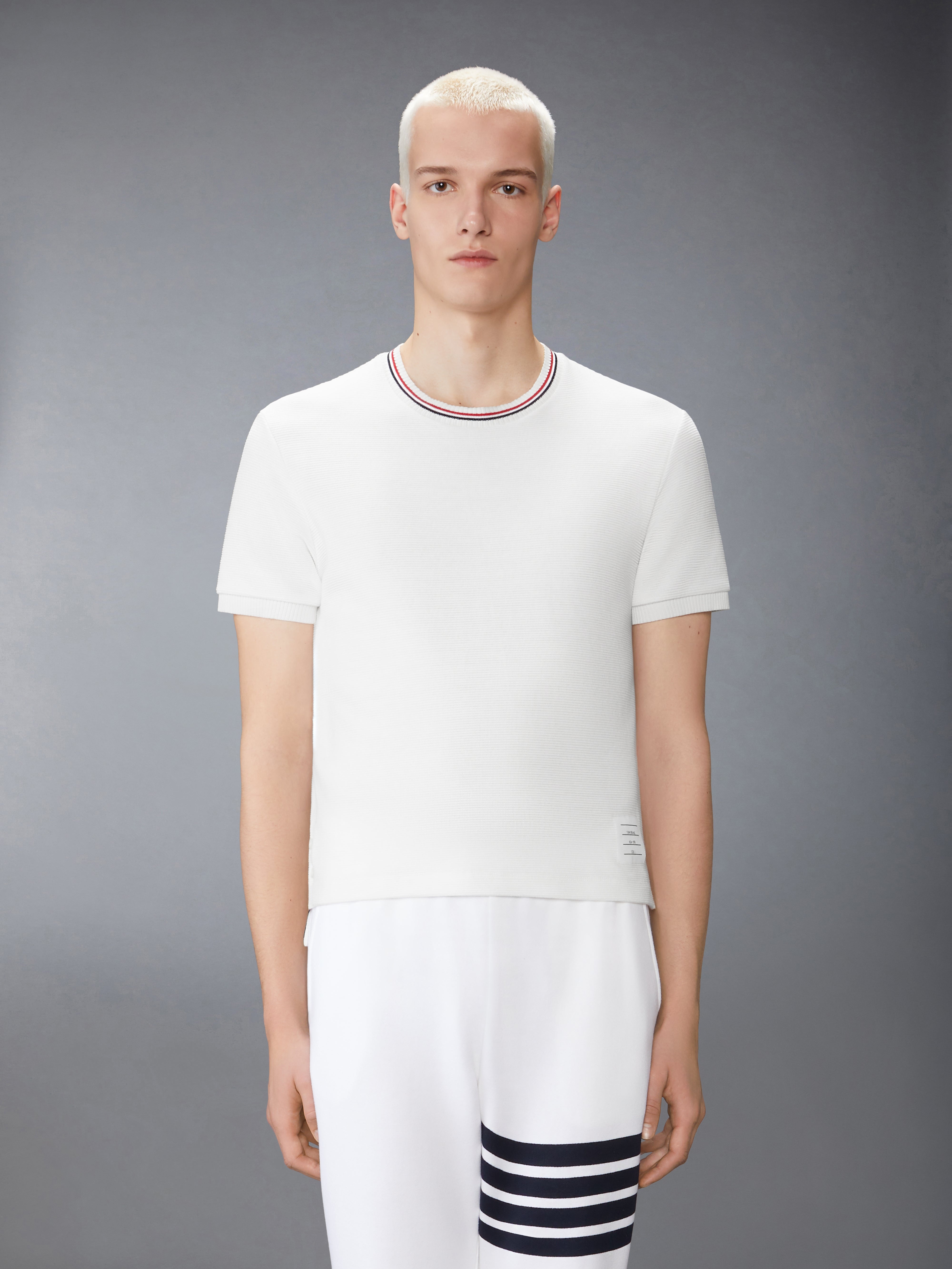 COTTON WAFFLE RIB CUFF TEE - 2