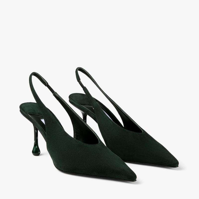 Isa 80 British Green Suede Slingbacks with Dotted Heels 2