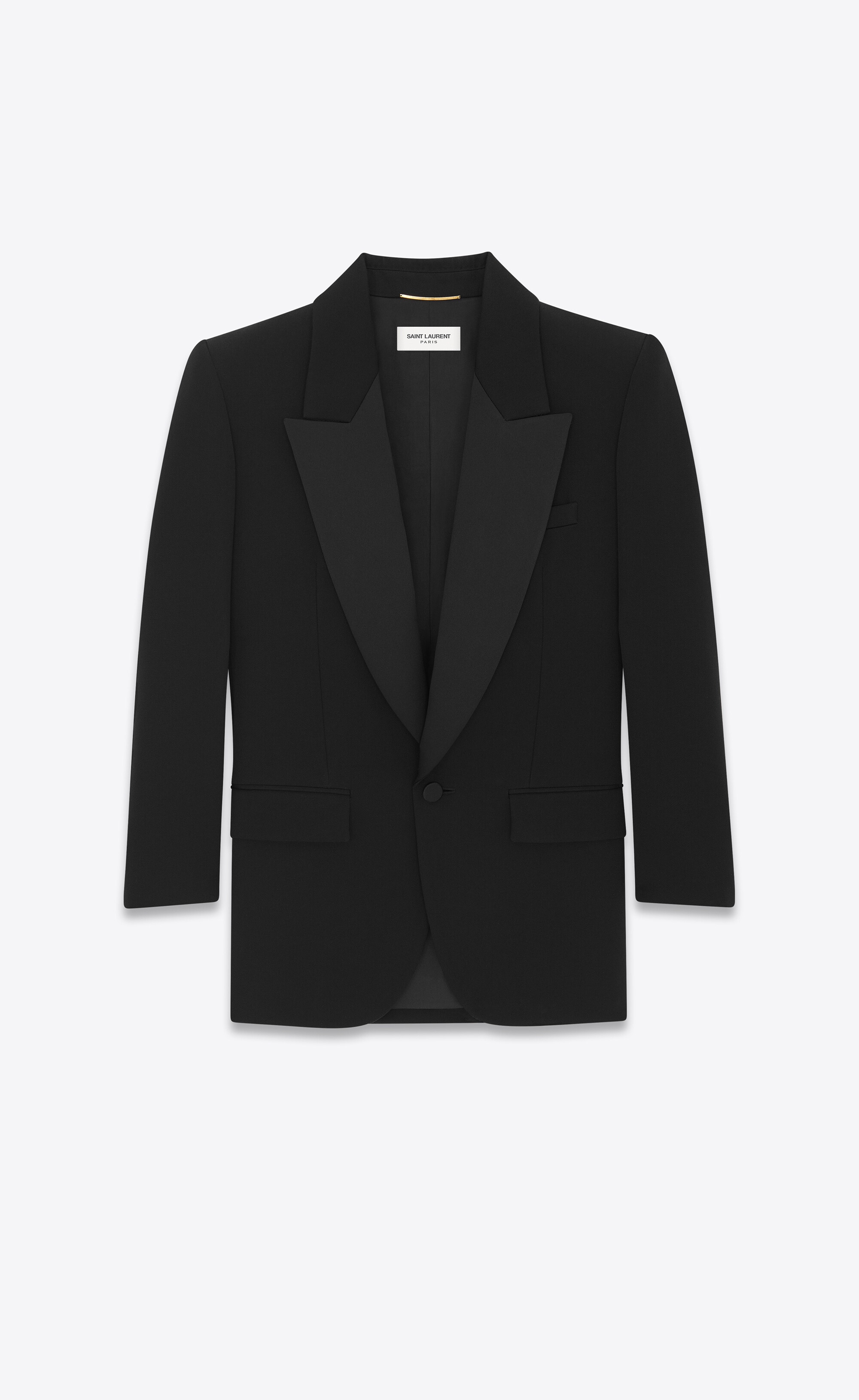 single-breasted tuxedo jacket in grain de poudre - 1