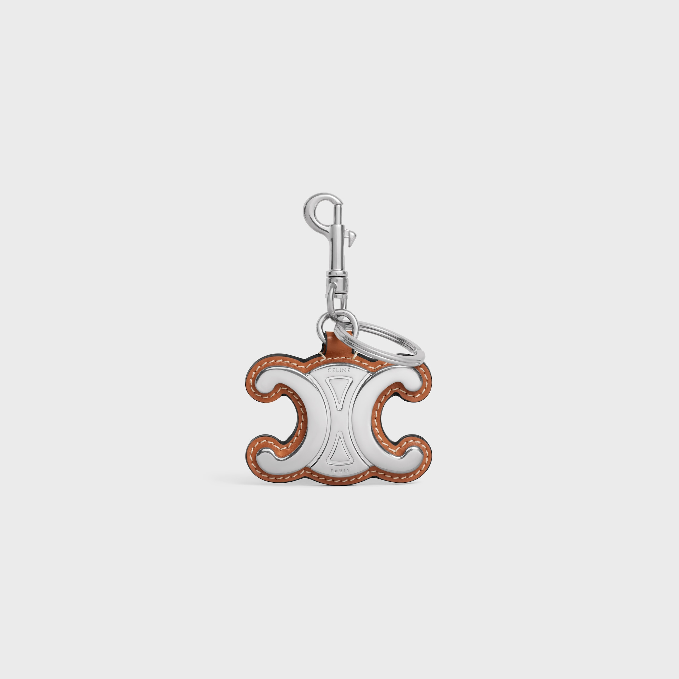 METAL TRIOMPHE KEYRING IN METAL AND CALFSKIN - 1