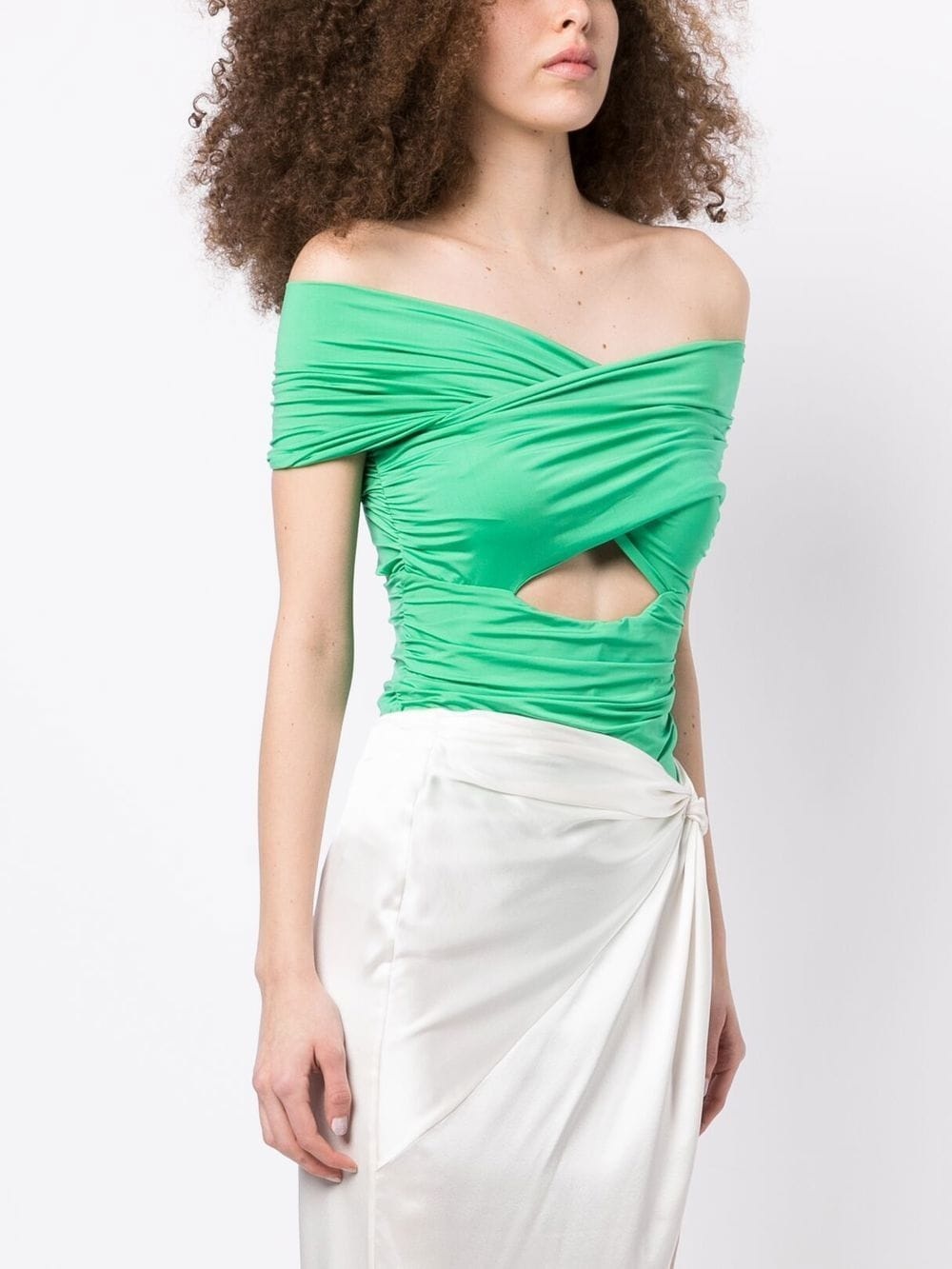 draped off-shoulder bodysuit - 3