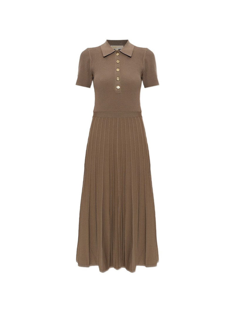 half-button pleated midi dress 1