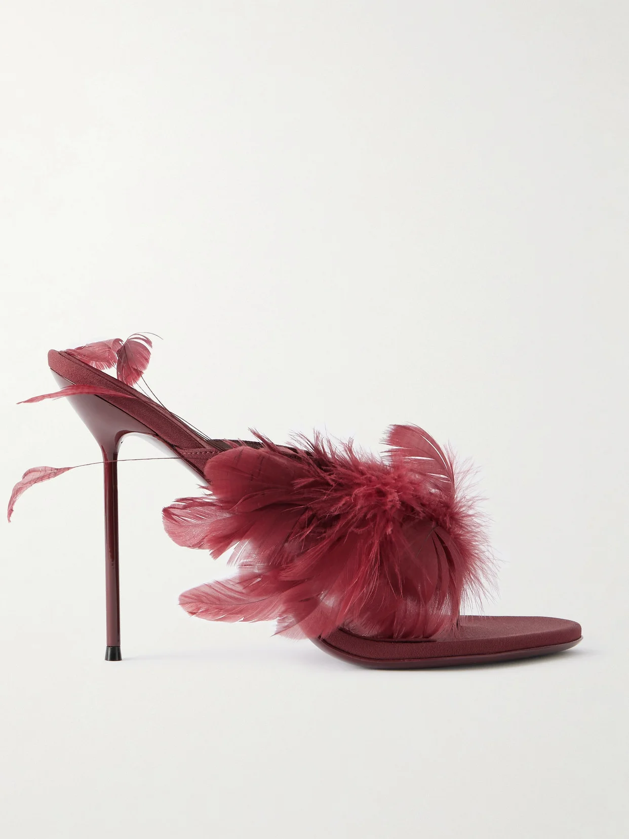 Lidia Feather-trimmed Leather Mules - 1