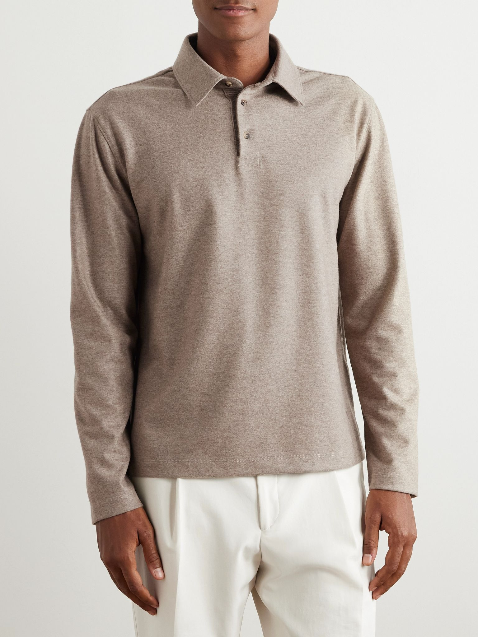 Cashmere Polo Shirt Neutral - 3