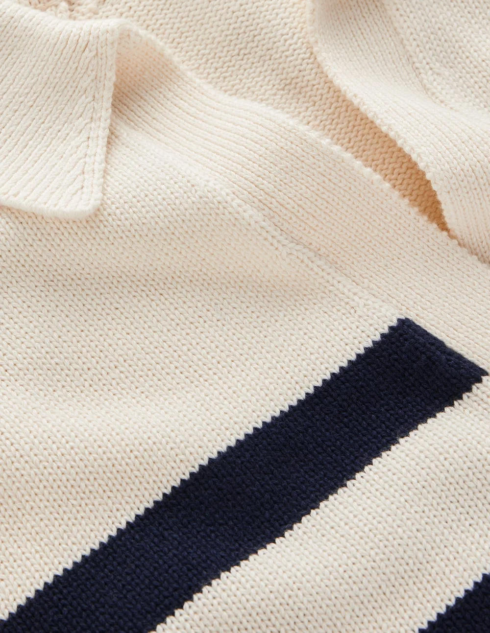 Lucy Cotton Henley Sweater-Ivory, Navy Stripe - 1