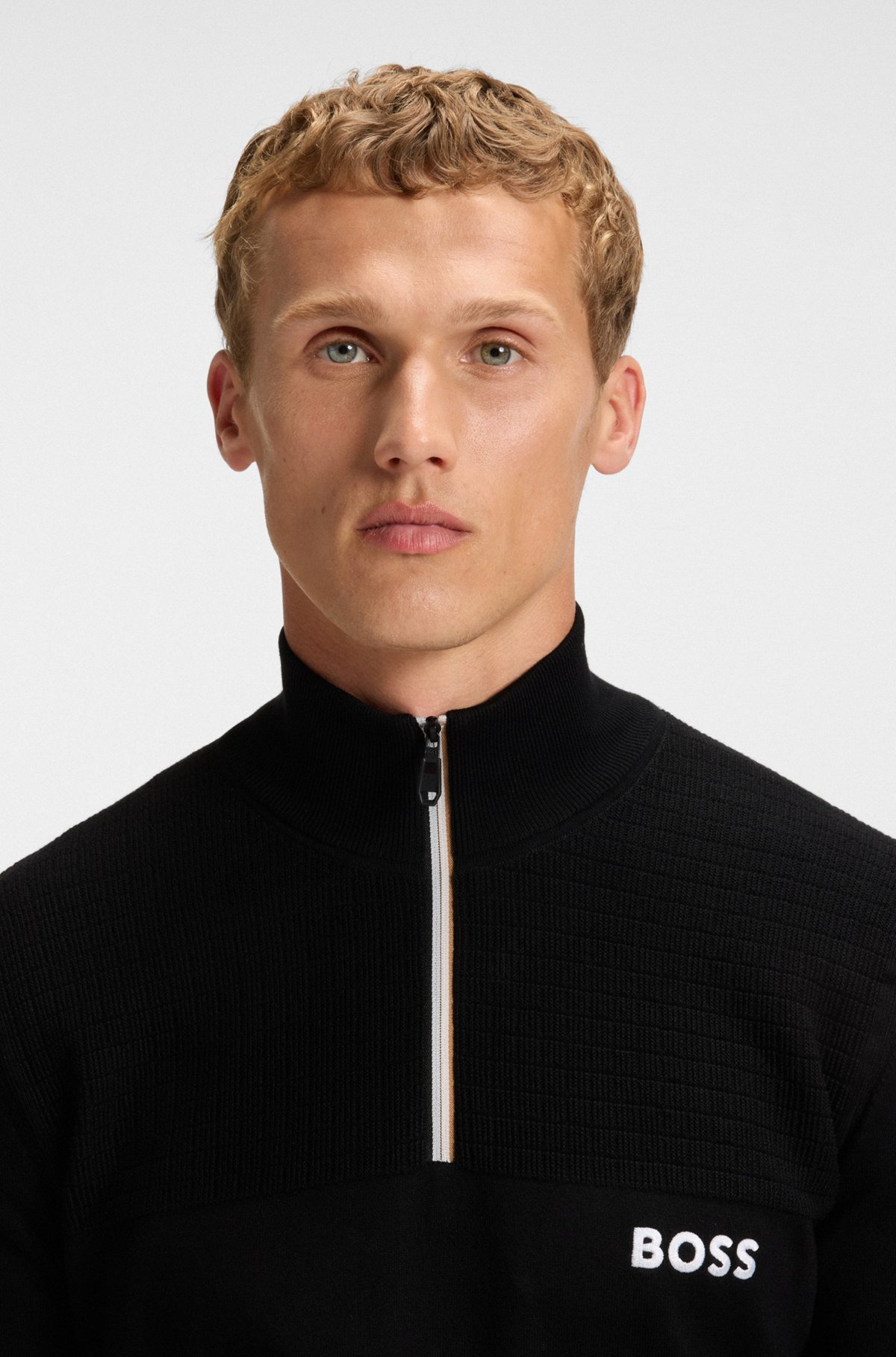 WATER-REPELLENT COTTON SWEATER WITH ZIP NECK - 3