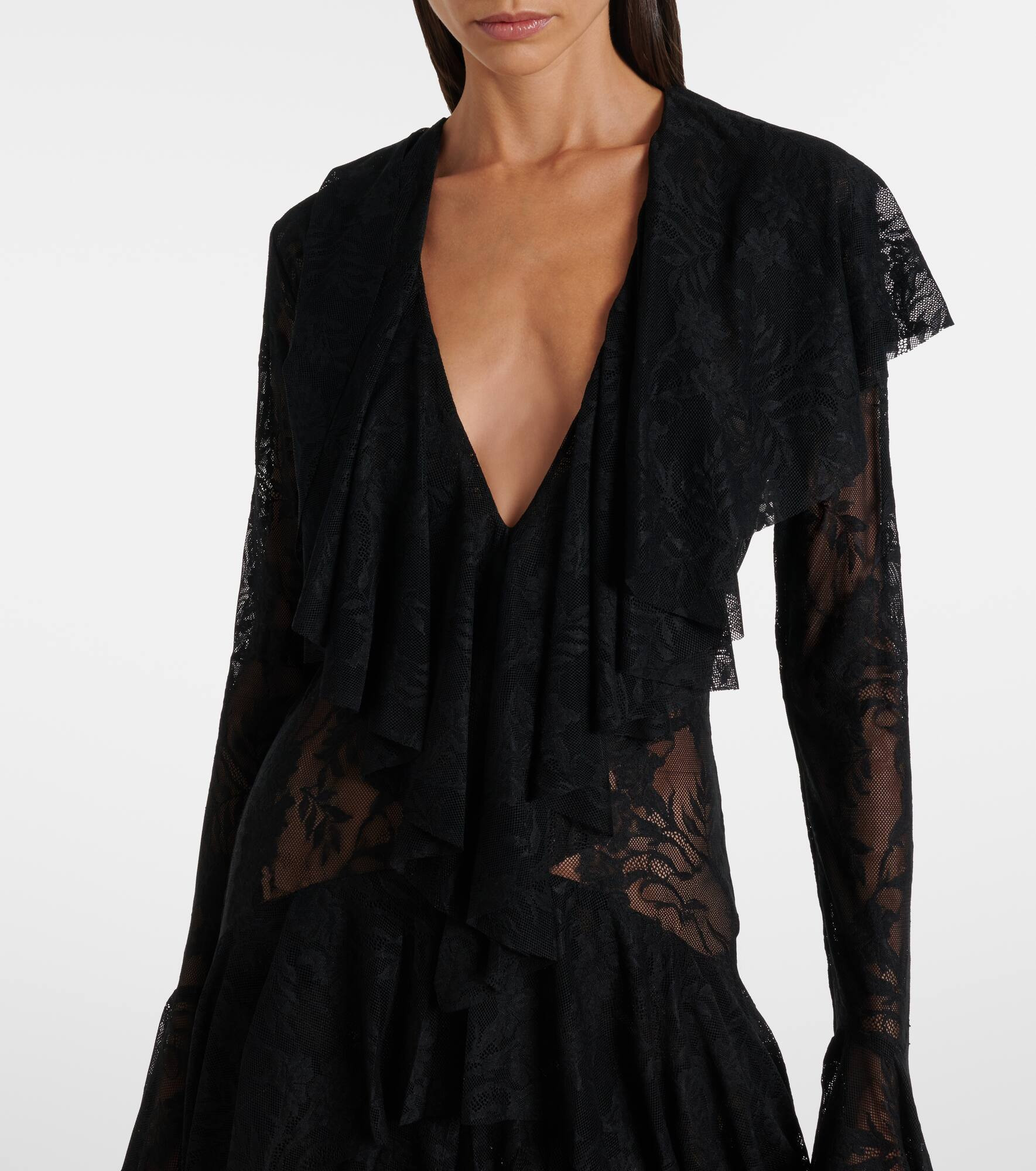 Asymmetric ruffled midi dress - 4