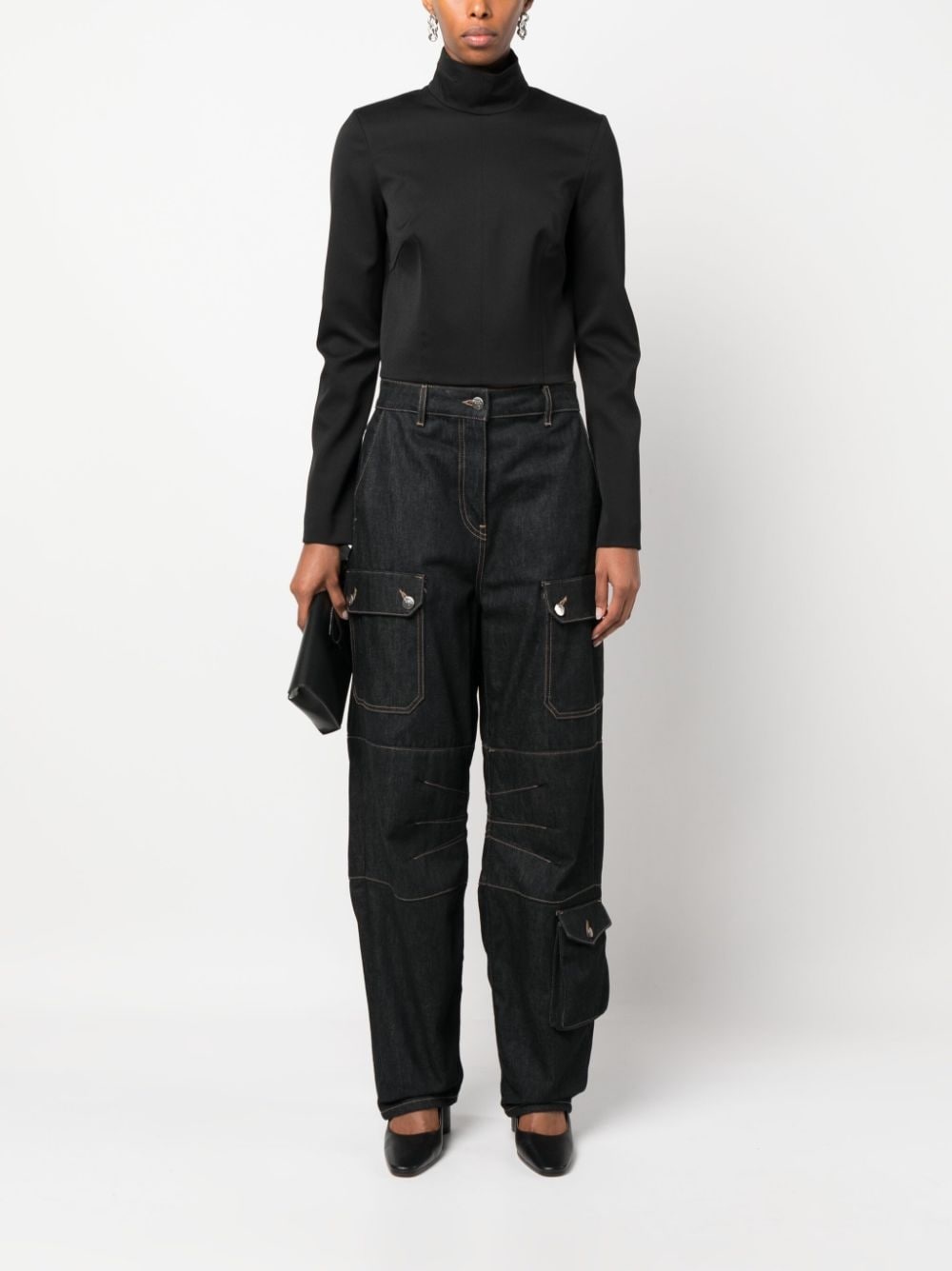 cropped high neck blouse - 2