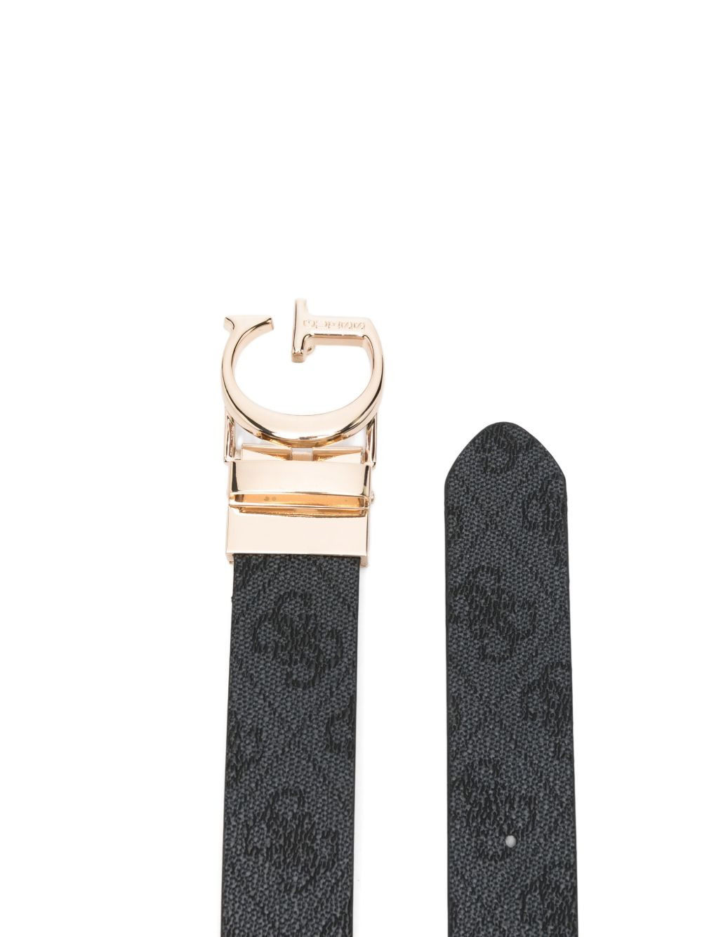 logo-plaque leather belt - 2