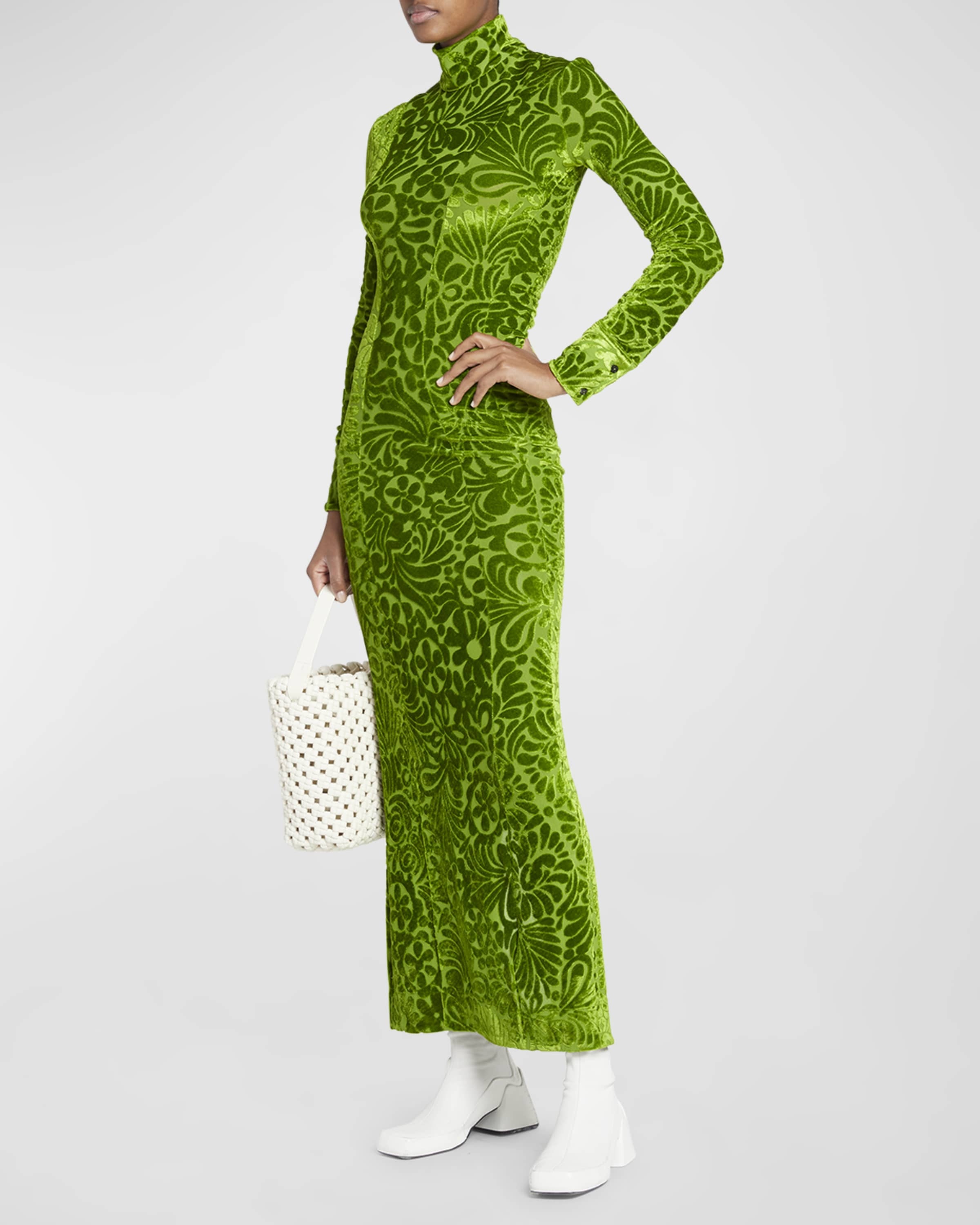 【関税&送料込】Jil Sander Green Viscose Dress Draped maxi dress in green - Jil Sander | Mytheresa