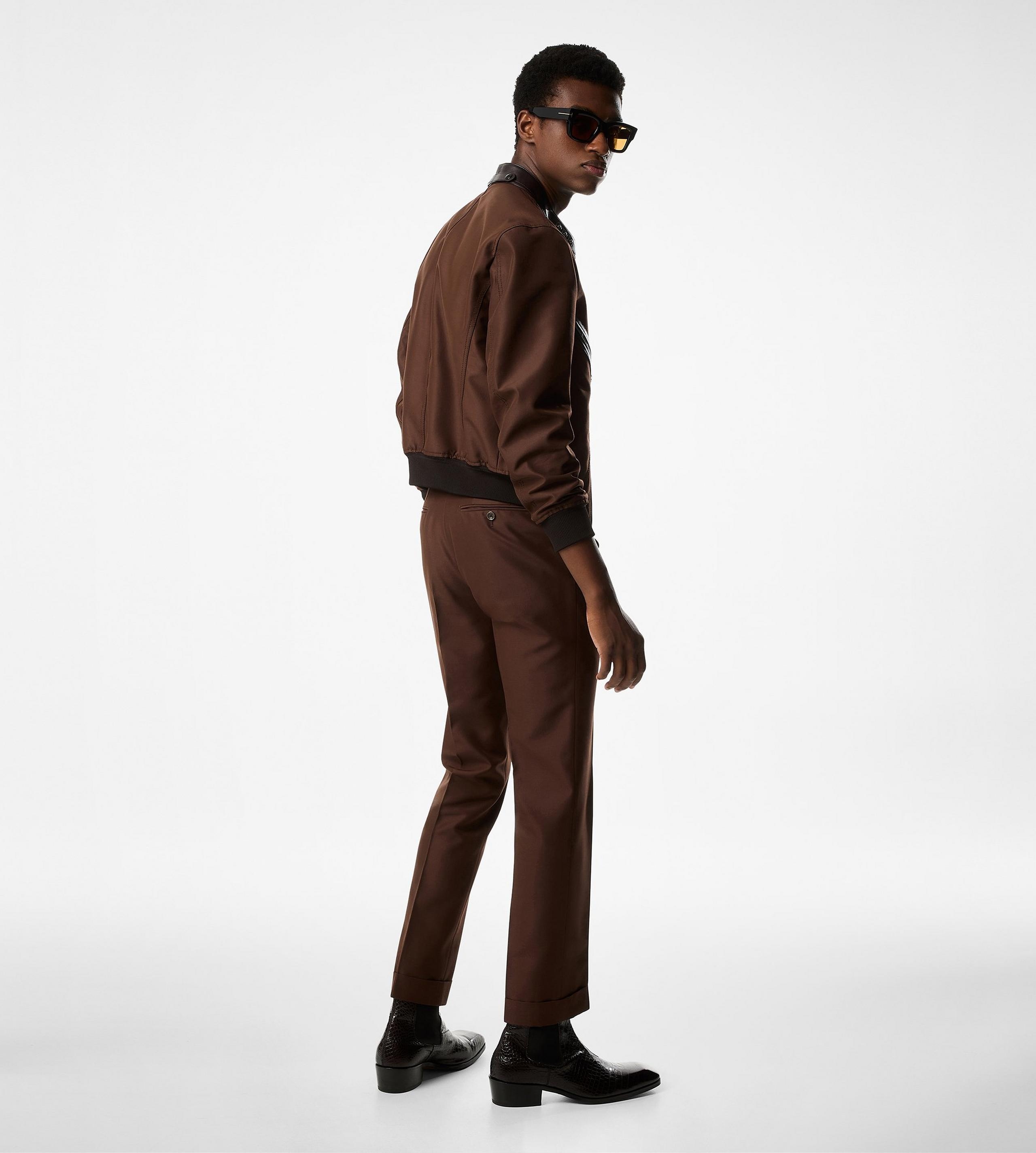 WOOL SILK FAILLE RACER BOMBER - 3