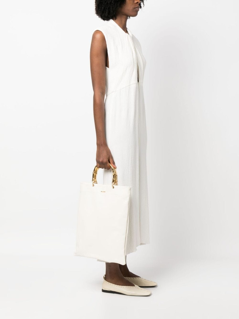 Jil Sander metallic-handle leather tote bag outlook