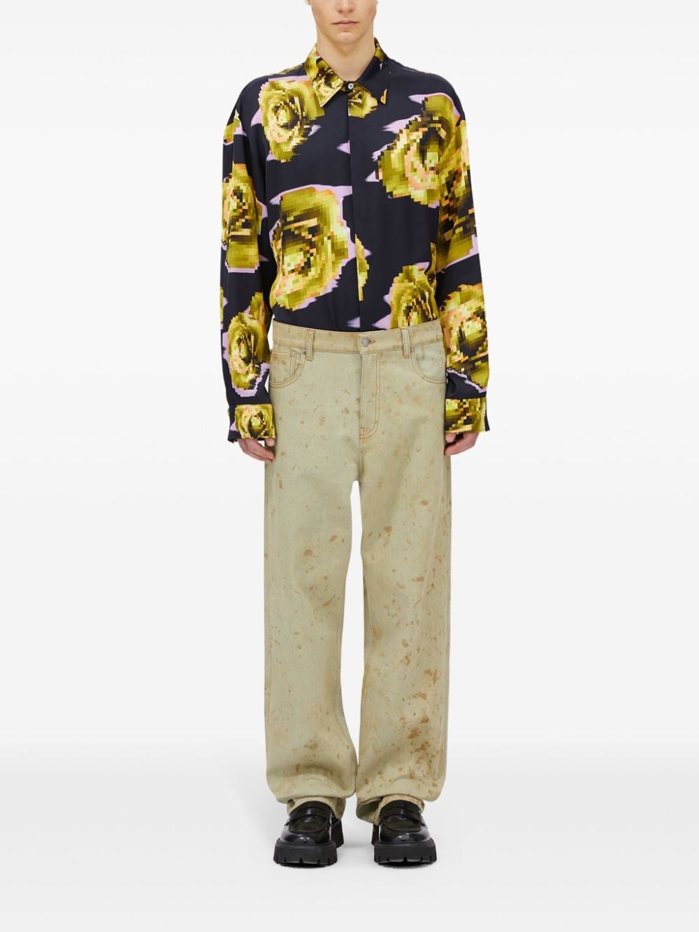 tie-dye print cotton jeans - 2