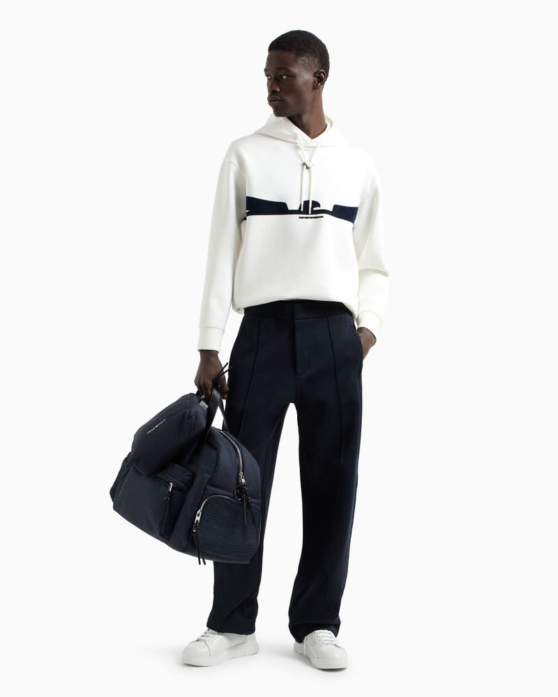 EMPORIO ARMANI HOODED SWEATSHIRT IN DOUBLE JERSEY WITH CONTOURED EAGLE FLOCKED PRINT outlook