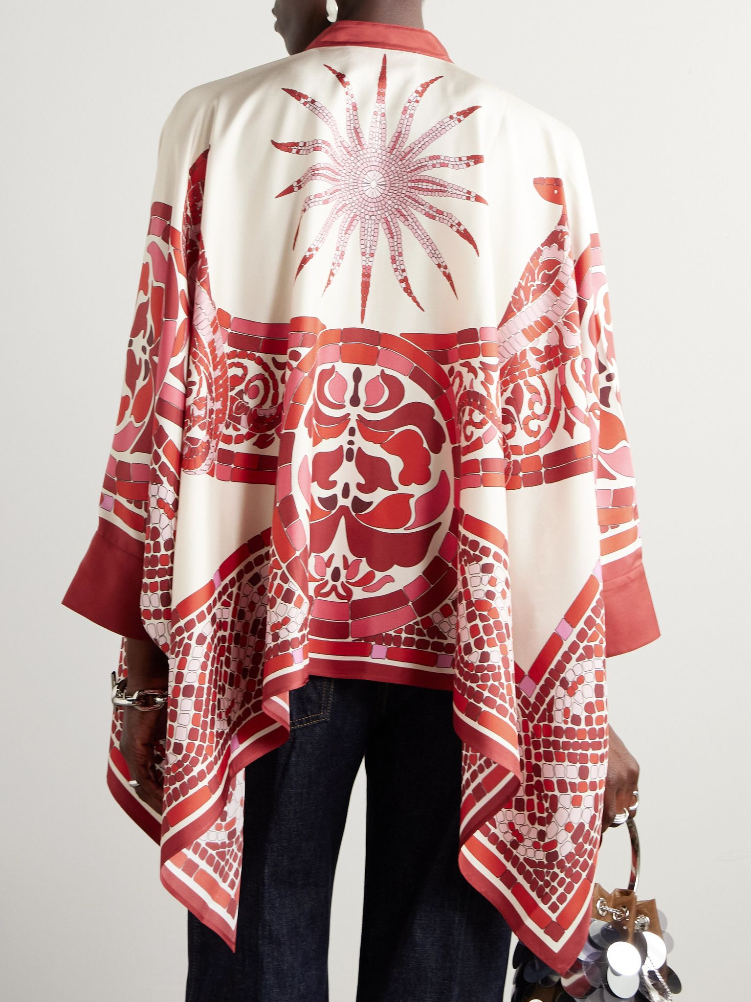 Printed silk-twill shirt White - 3