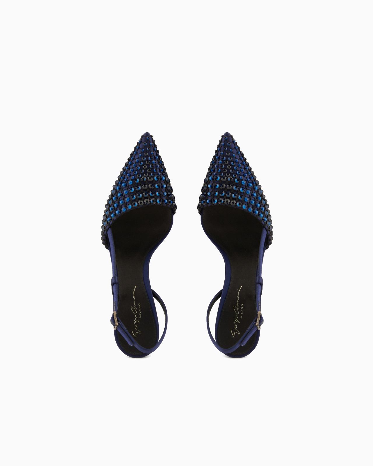 SATIN, MESH AND RHINESTONE SLINGBACKS - 3