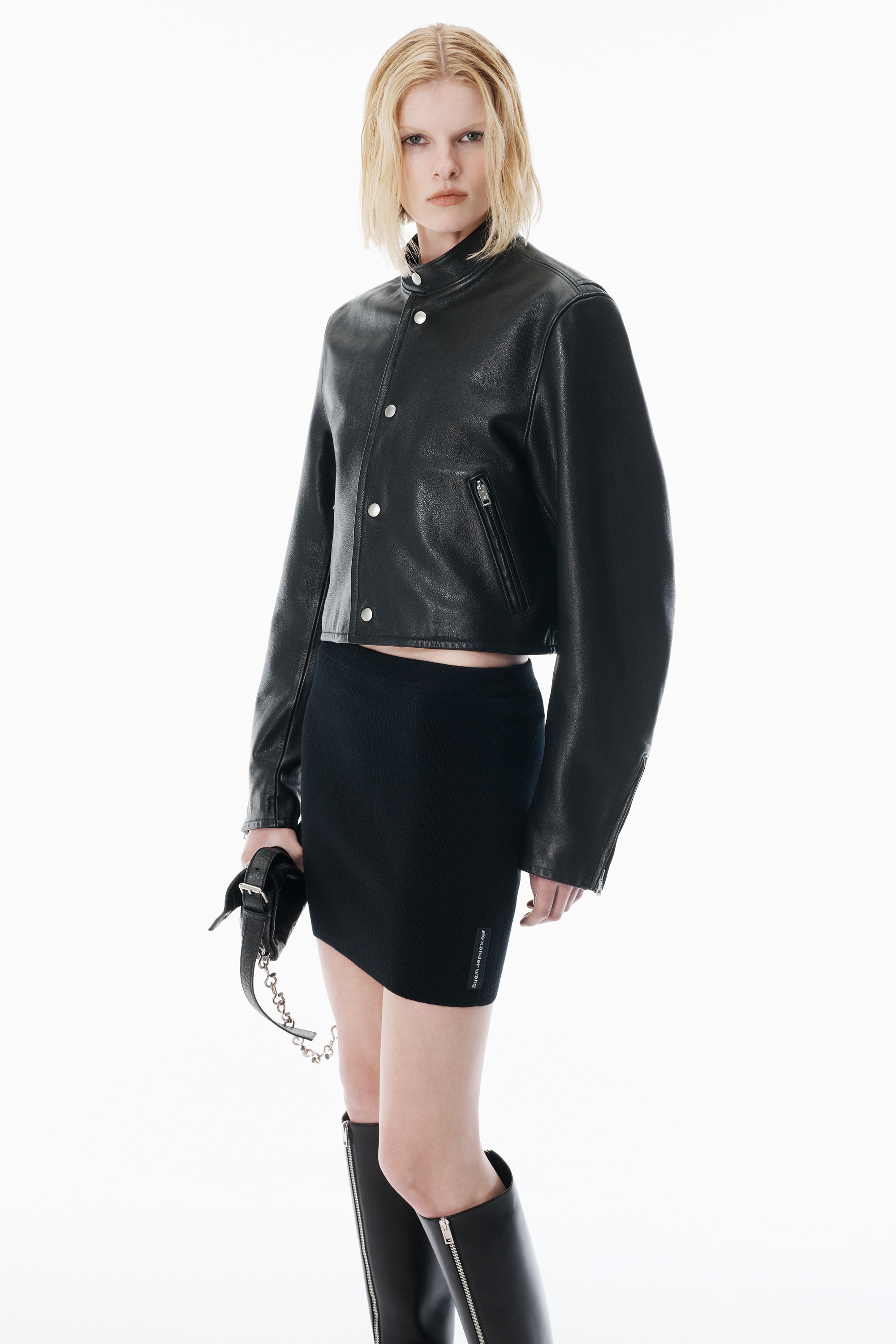 Black Wool-Blend Mini Skirt with Logo Patch - 3