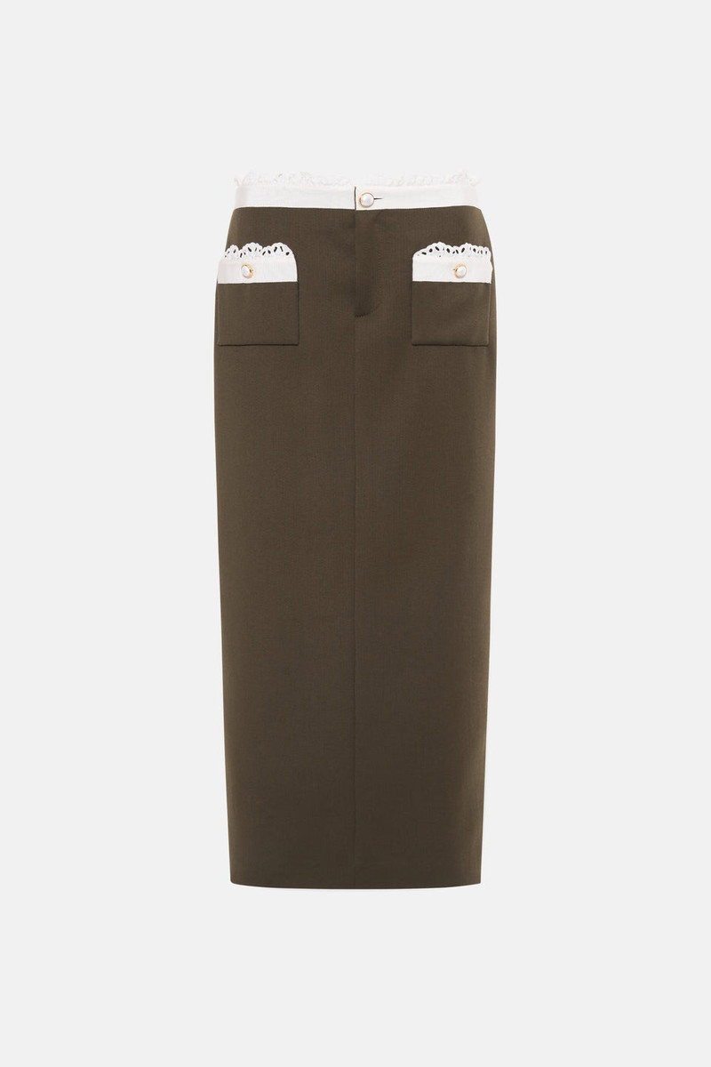 LIGHT WOOL SKIRT WITH ST GALLEN TRIM 1