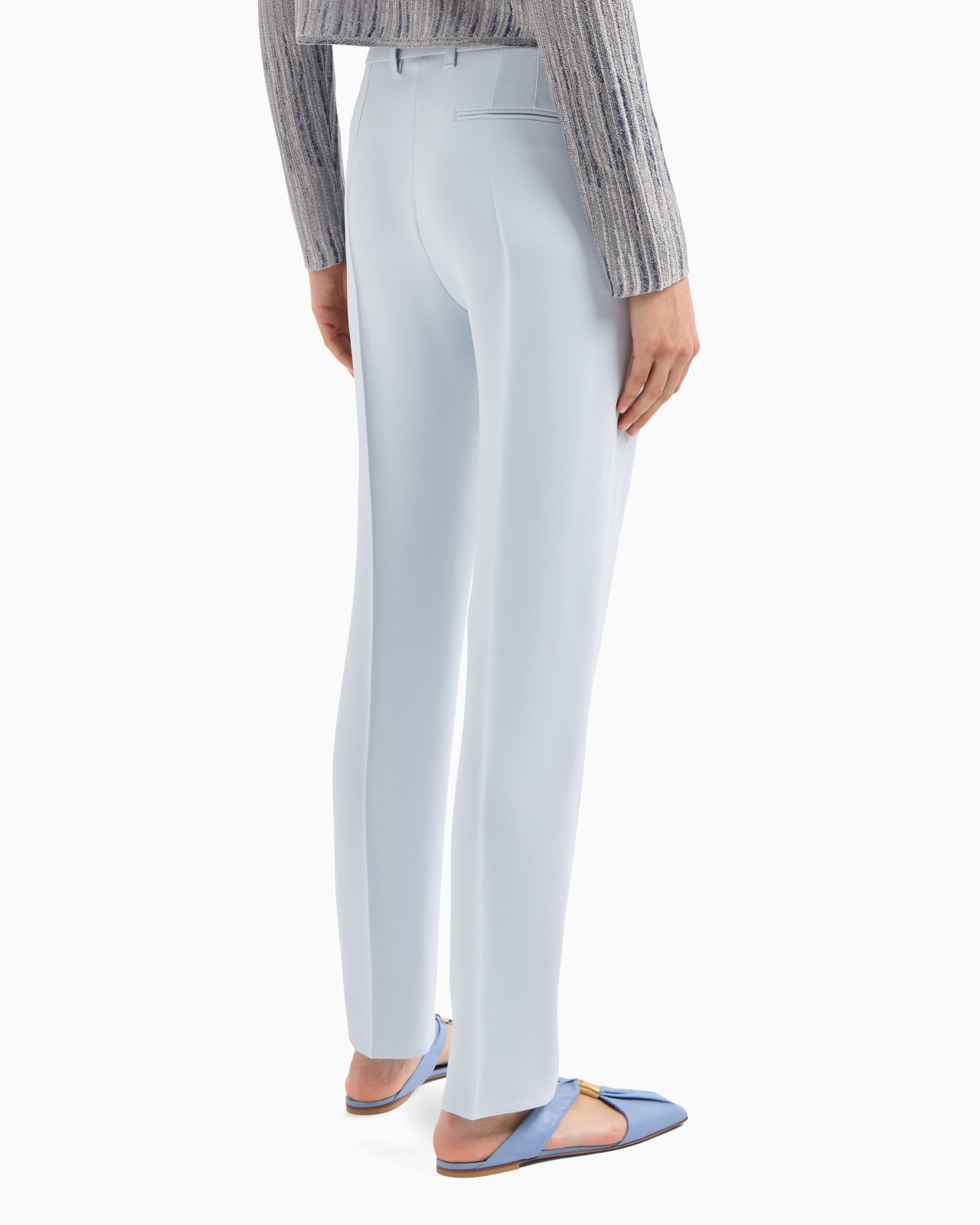 CADY CRÊPE TROUSERS WITH BELT LOOPS AND RIB - 3