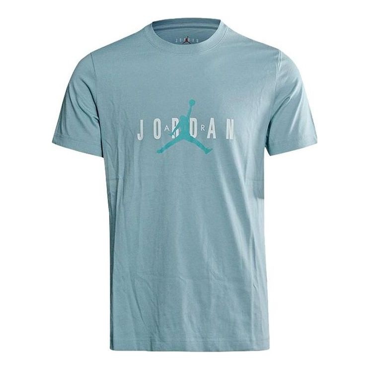 Men's Air Jordan Alphabet Flying Man Logo Printing Round Neck Casual Short Sleeve Blue T-Shirt DM146 - 1